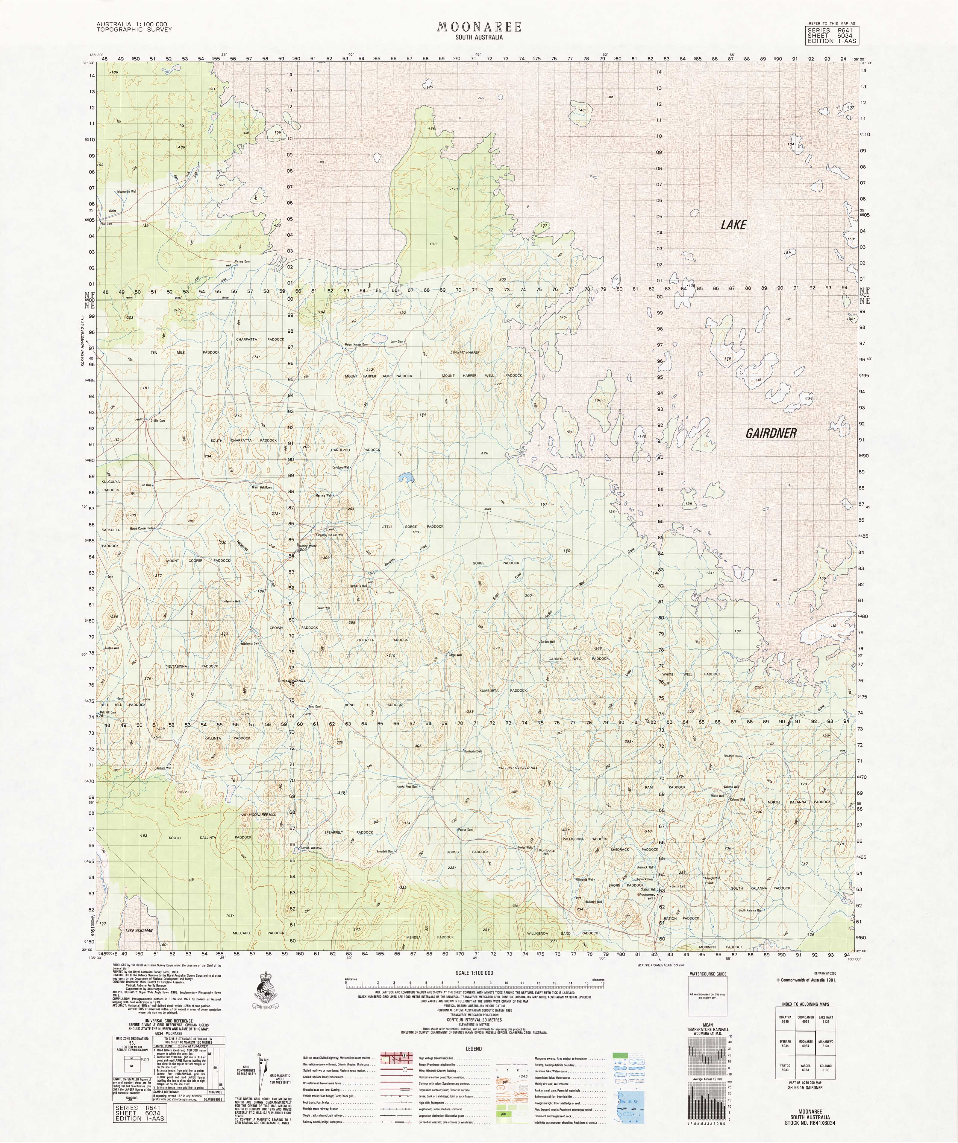 6034 Moonaree 1:100,000 Scale Topographic Map - Hiking, Camping & Outdoor Adventure Navigation