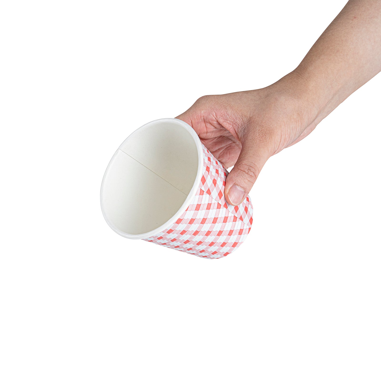 8 oz Disposable Paper Coffee Cups with Picnic Print - Spiral Wall Design - 3.5