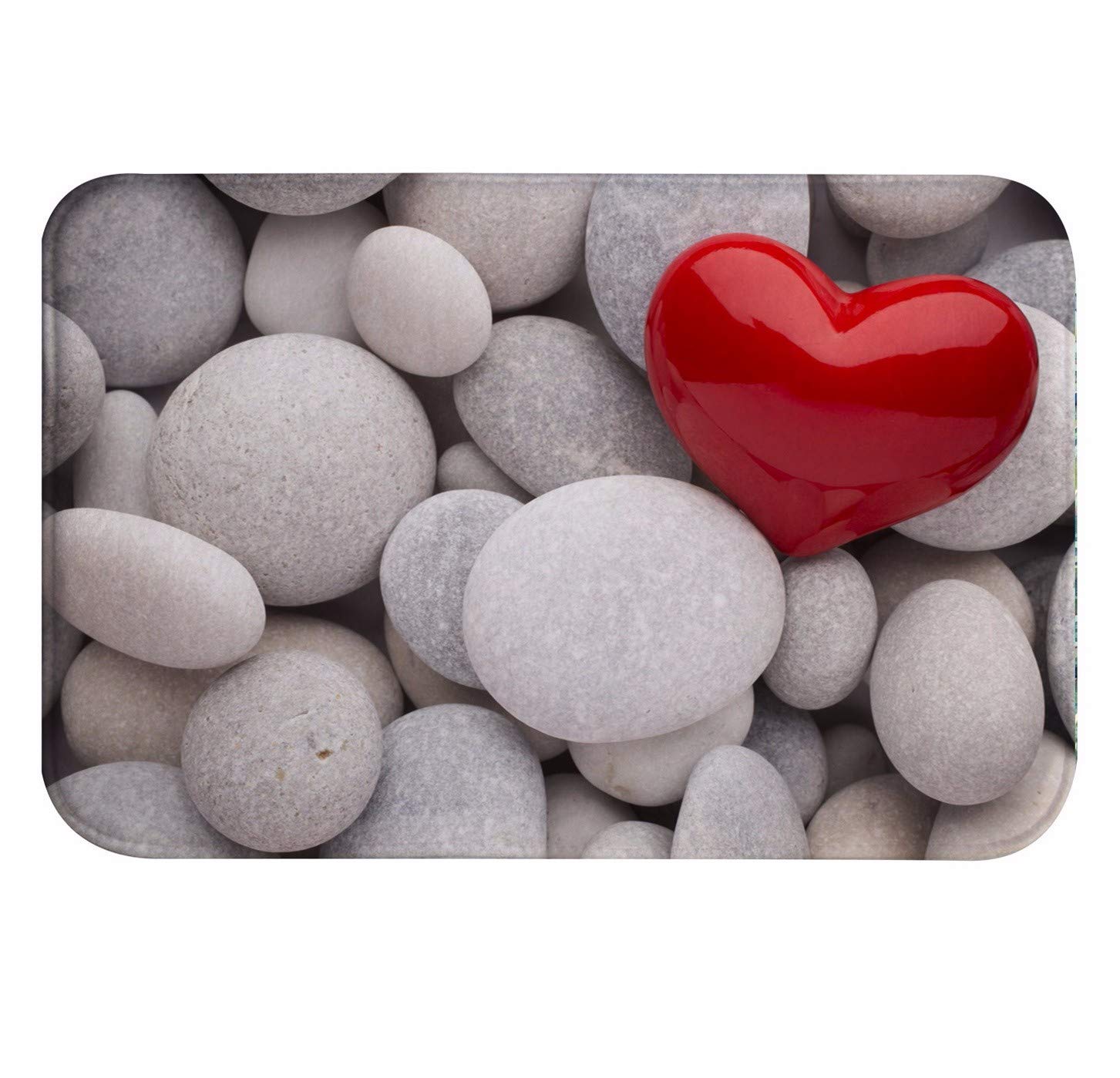 A.Monamour Red Heart White Spa Stones Massage Pebbles - Zen Meditation Natural Stone Set for Relaxation Therapy, Home Spa Decor, Bathroom & Yoga Room Accessories - Perfect for Stress Relief and Mindful Living