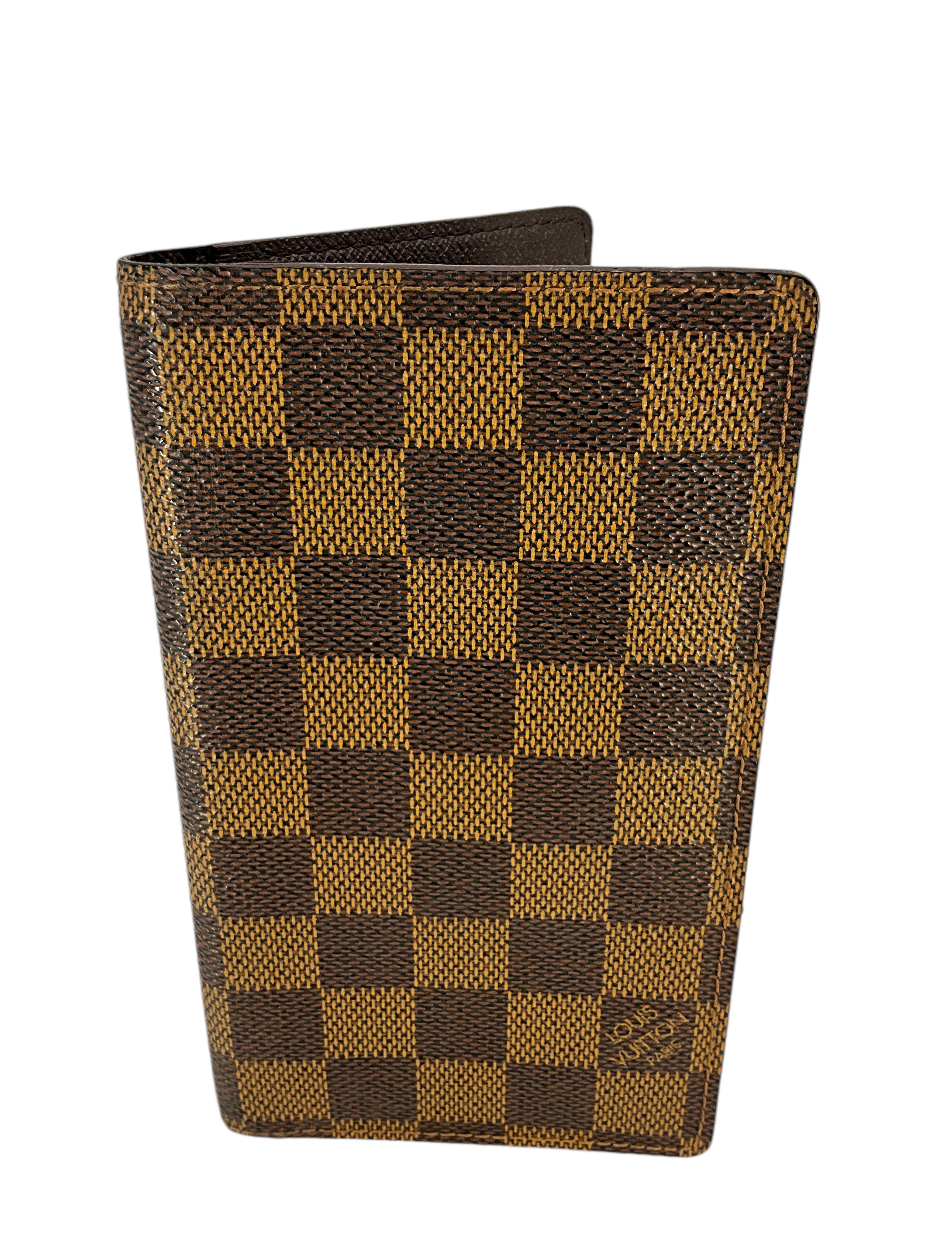 Louis Vuitton Damier Ebene Canvas Bi-Fold Checkbook Wallet - Luxury Leather Credit Card Holder & ID Organizer for Men and Women - Perfect for Business, Travel, and Everyday Use