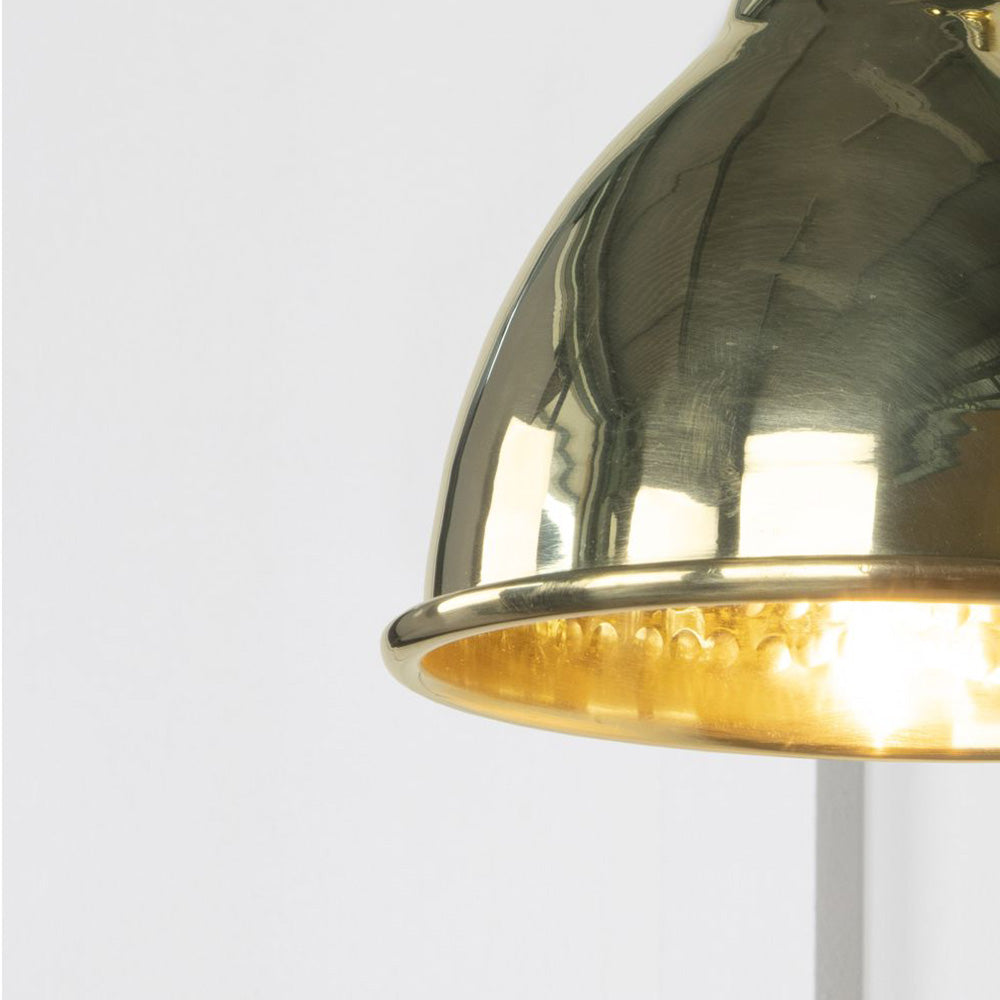 Hammered Polished Brass Brindley Wall Light - Vintage Industrial Sconce for Bedroom, Living Room & Hallway Lighting