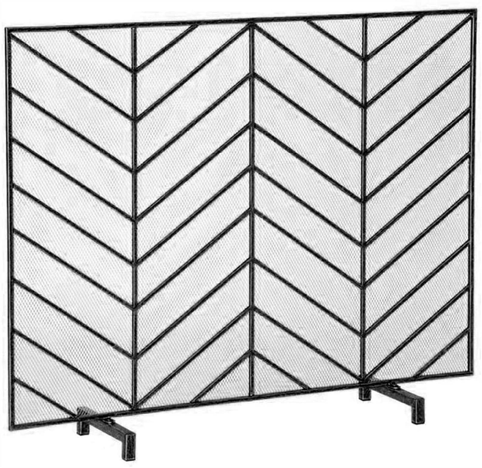 Ornate Wrought Iron Fireplace Screen - Free Standing Spark Guard with Rustic Western Design for Wood Stove & Fireplace Protection | Perfect for Living Room, Cabin, or Country Home Décor