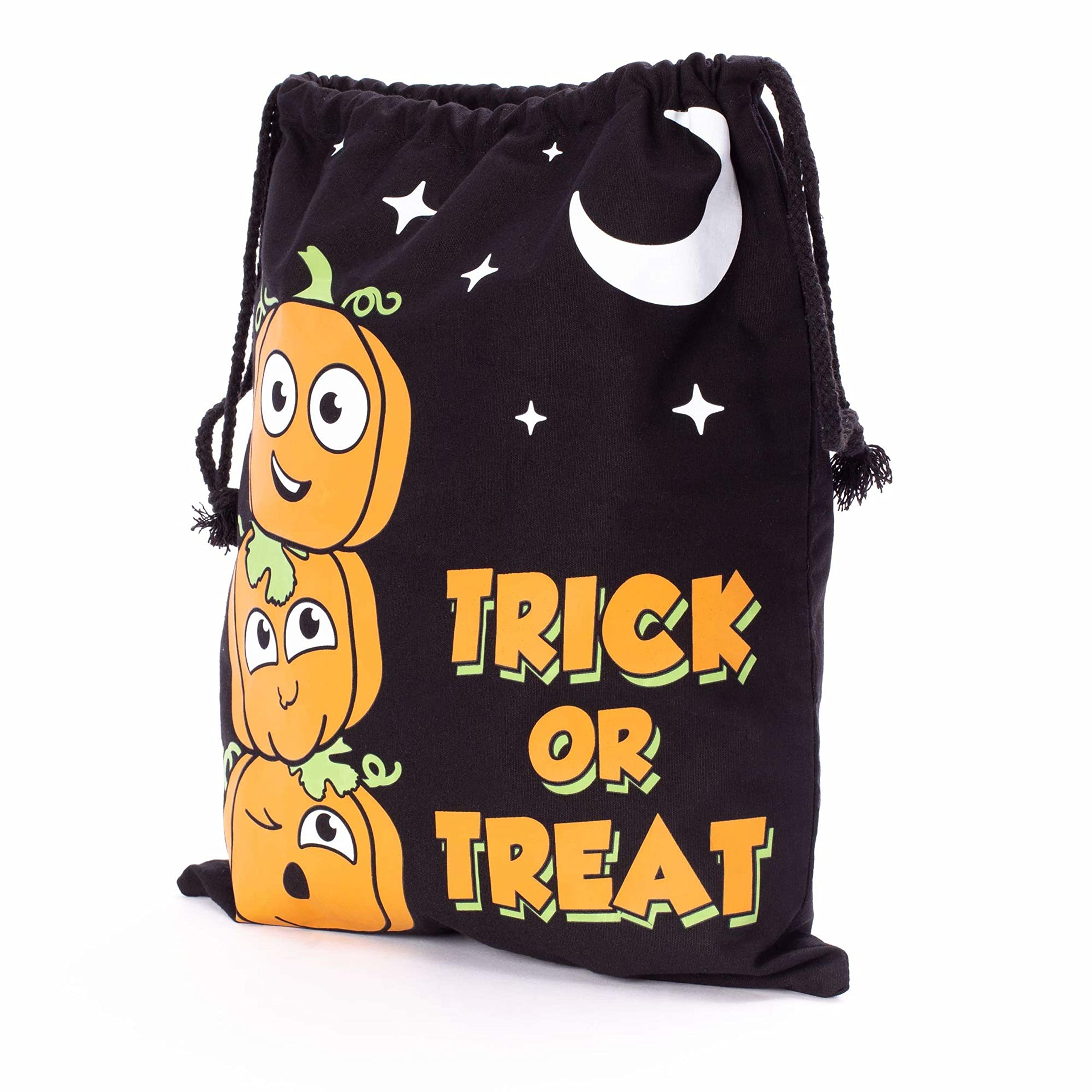 Halloween Trick or Treat Candy Bag - Reusable Washable Canvas Tote with Drawstring for Halloween Candy Collection | Pumpkin Design | Perfect for Trick-or-Treating, Halloween Parties & Candy Storage