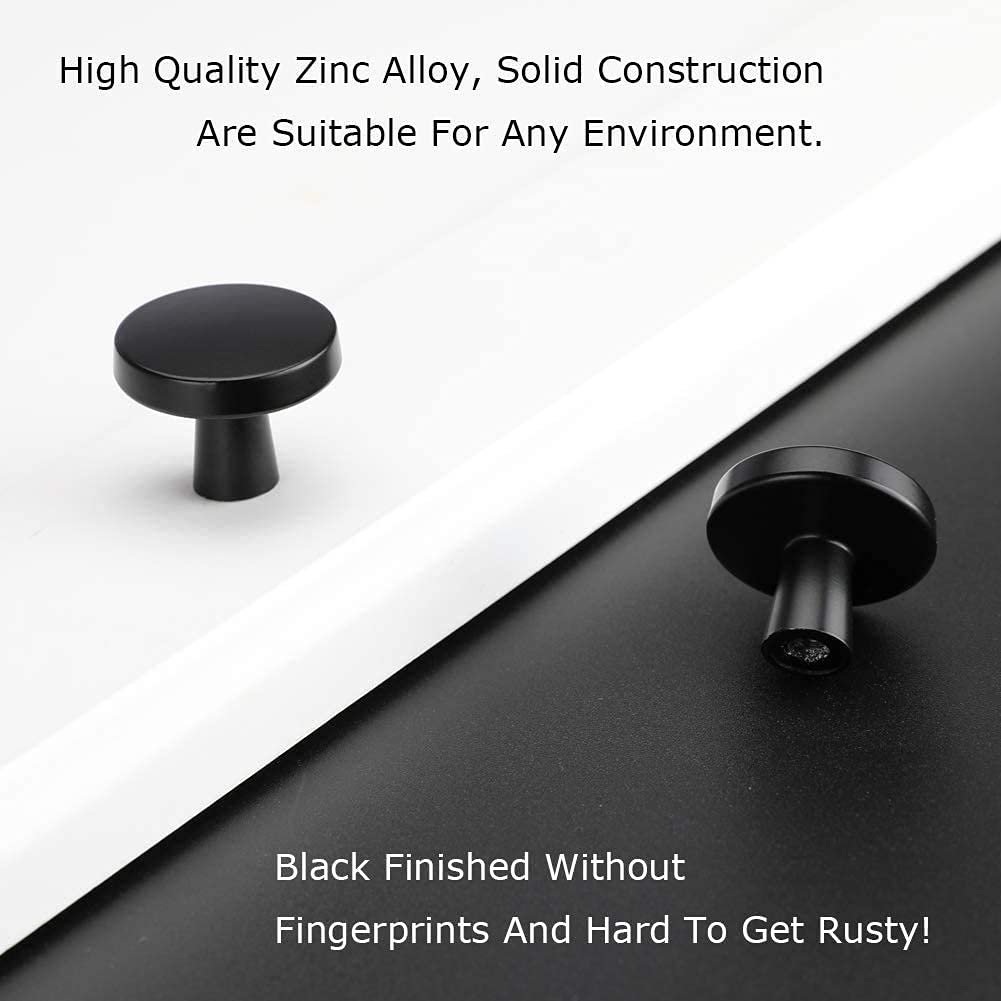 100 Pack Black Cabinet Knobs - Matte Black Drawer Pulls for Bathroom, Kitchen & Dresser | Durable MO5310BK Hardware for Cabinets & Furniture | Easy DIY Installation & Upgrade