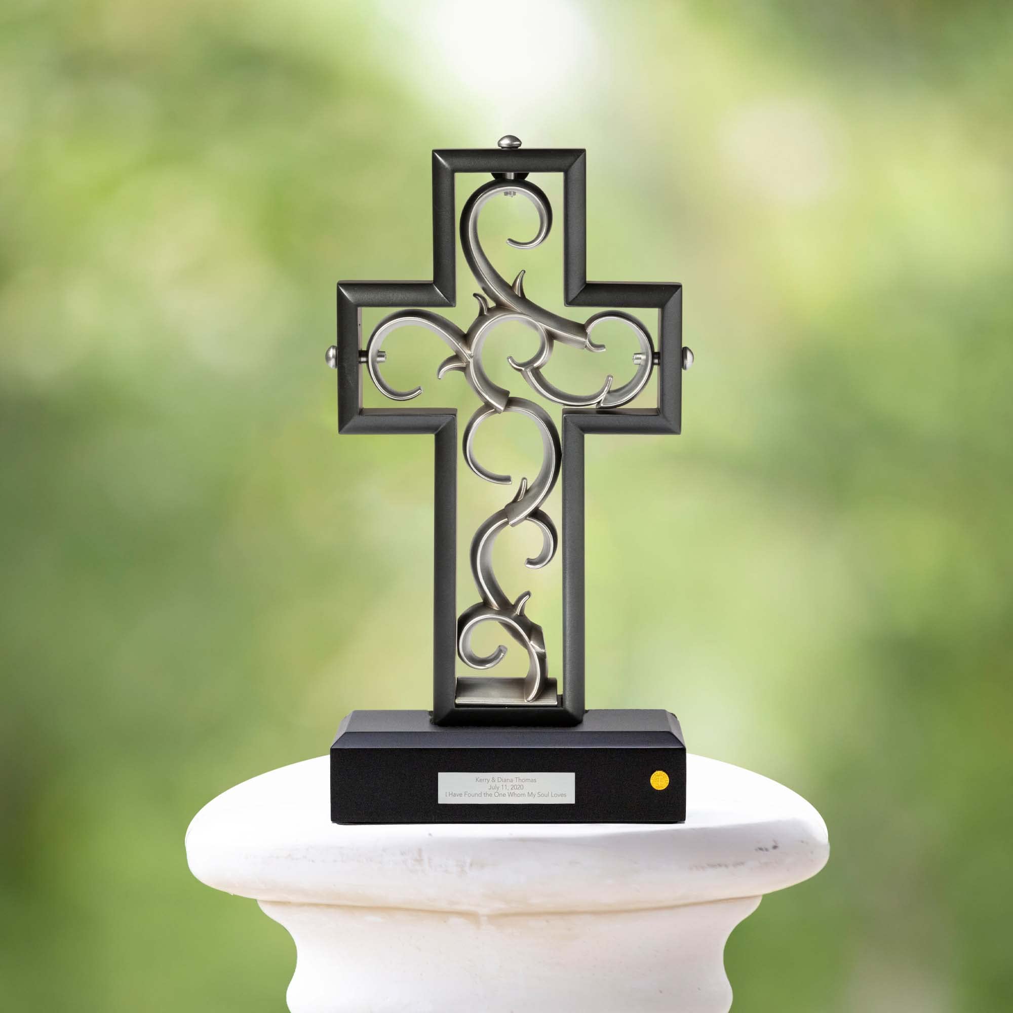 Unity Cross ® Slate Black and Pewter Wedding Ceremony Set - Elegant Unity Candle & Sand Alternative for Christian, Catholic, and Non-Denominational Weddings - Perfect for Vow Renewals, Anniversary Celebrations, and Memorial Services