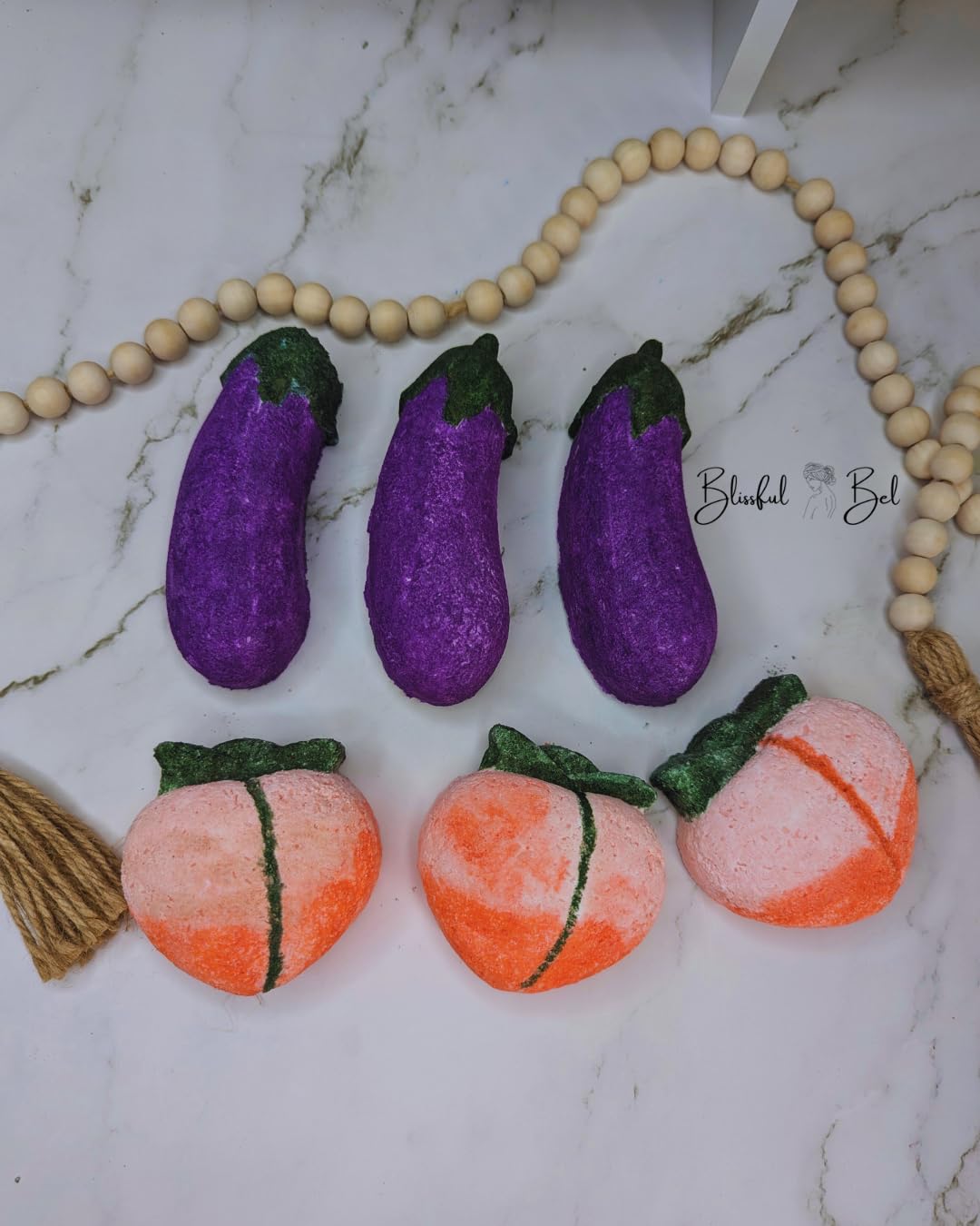 Luxury Eggplant & Peach Scented Bath Bomb Gift Set - Relaxing Spa Treatment for Women, Self Care & Birthday Gifts - Perfect for Stress Relief & Aromatherapy at Home