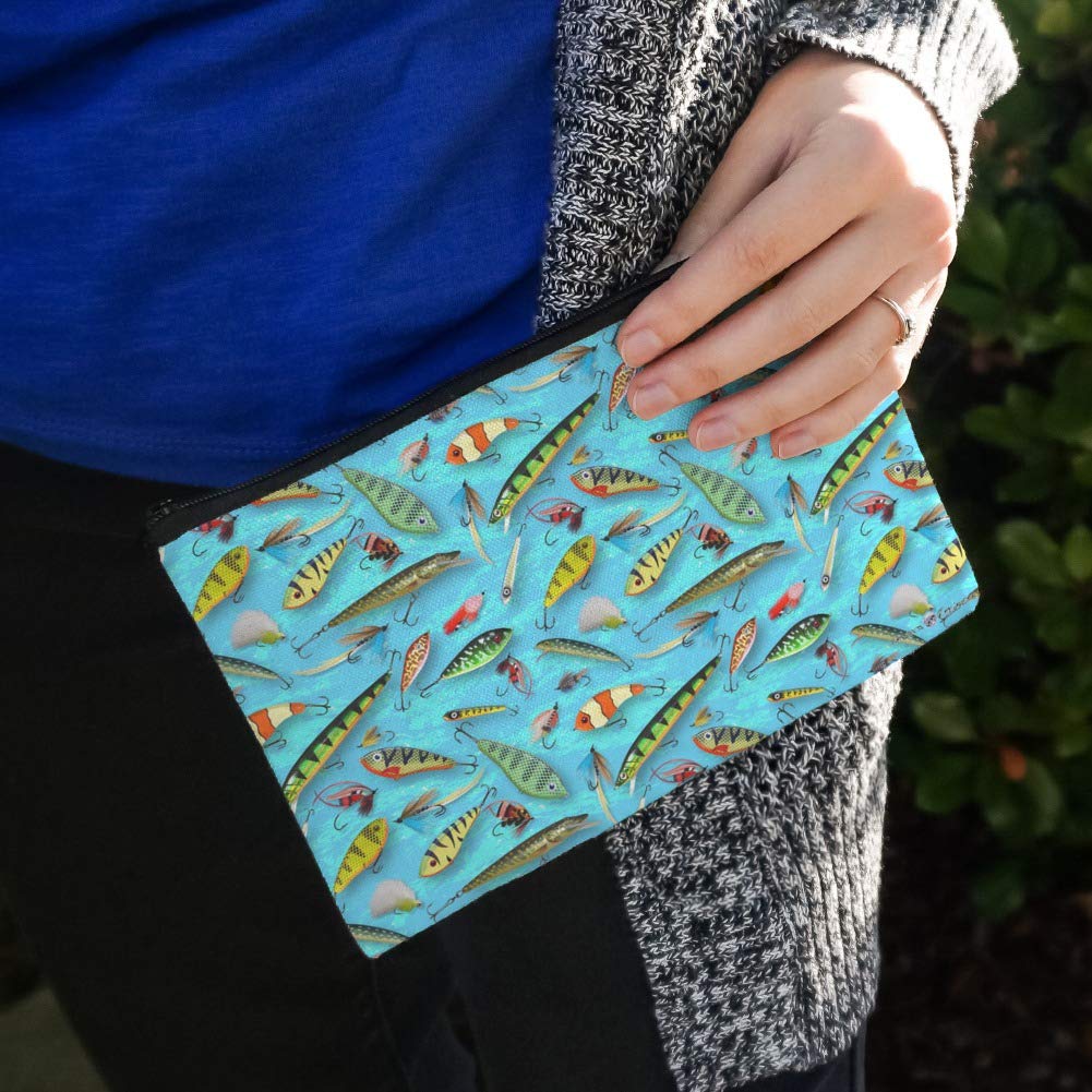 Premium Fishing Flies Lures & Cosmetic Bag Organizer - Waterproof Fish Pattern Makeup Pouch for Travel & Outdoor Adventures