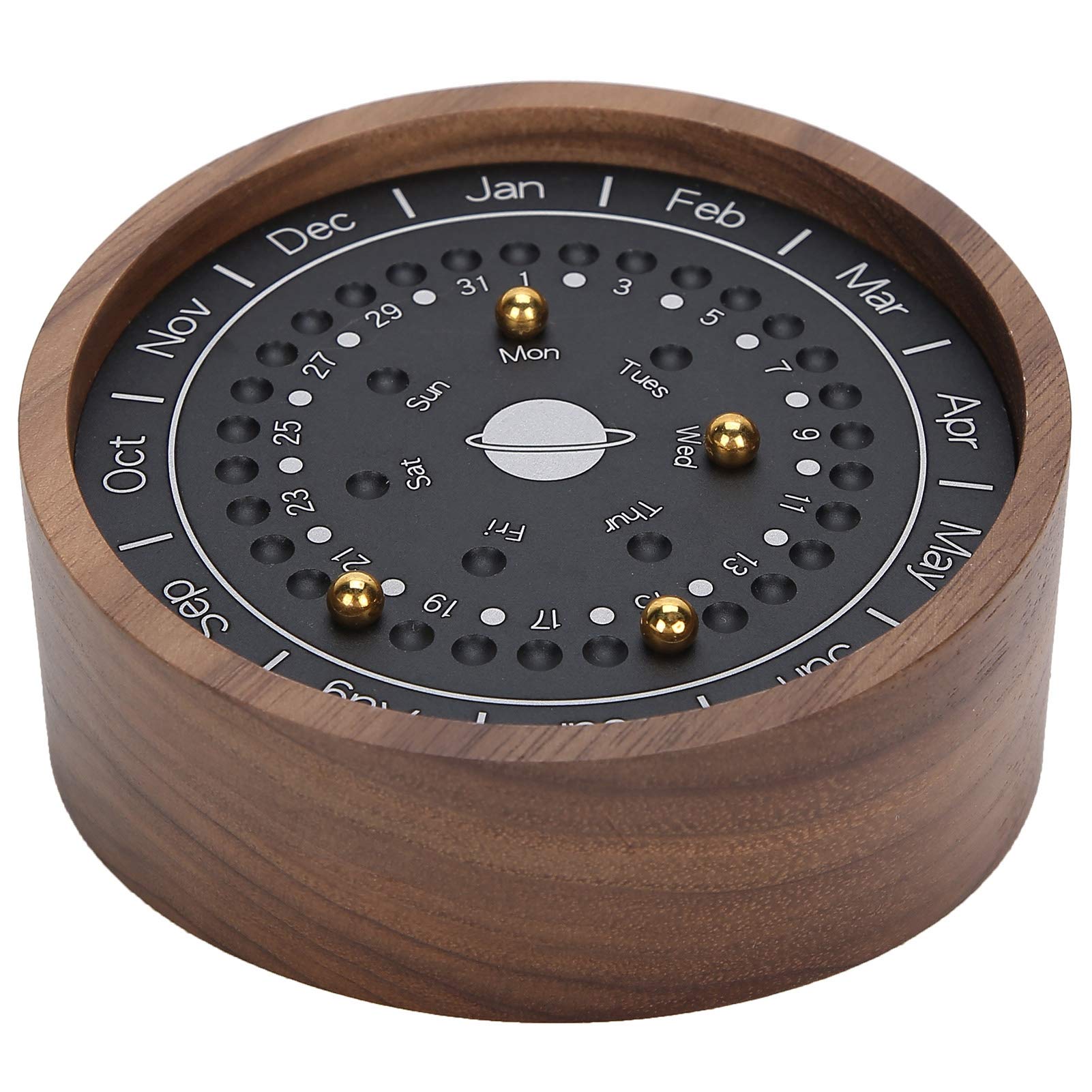 HEEPDD Wooden Planetary Perpetual Calendar - Modern Office Desk Calendar with Creative Planetary Design for Home & Office Decor (Black) | Perfect Gift for Astronomy Lovers, Unique Desk Accessory for Work or Study Space