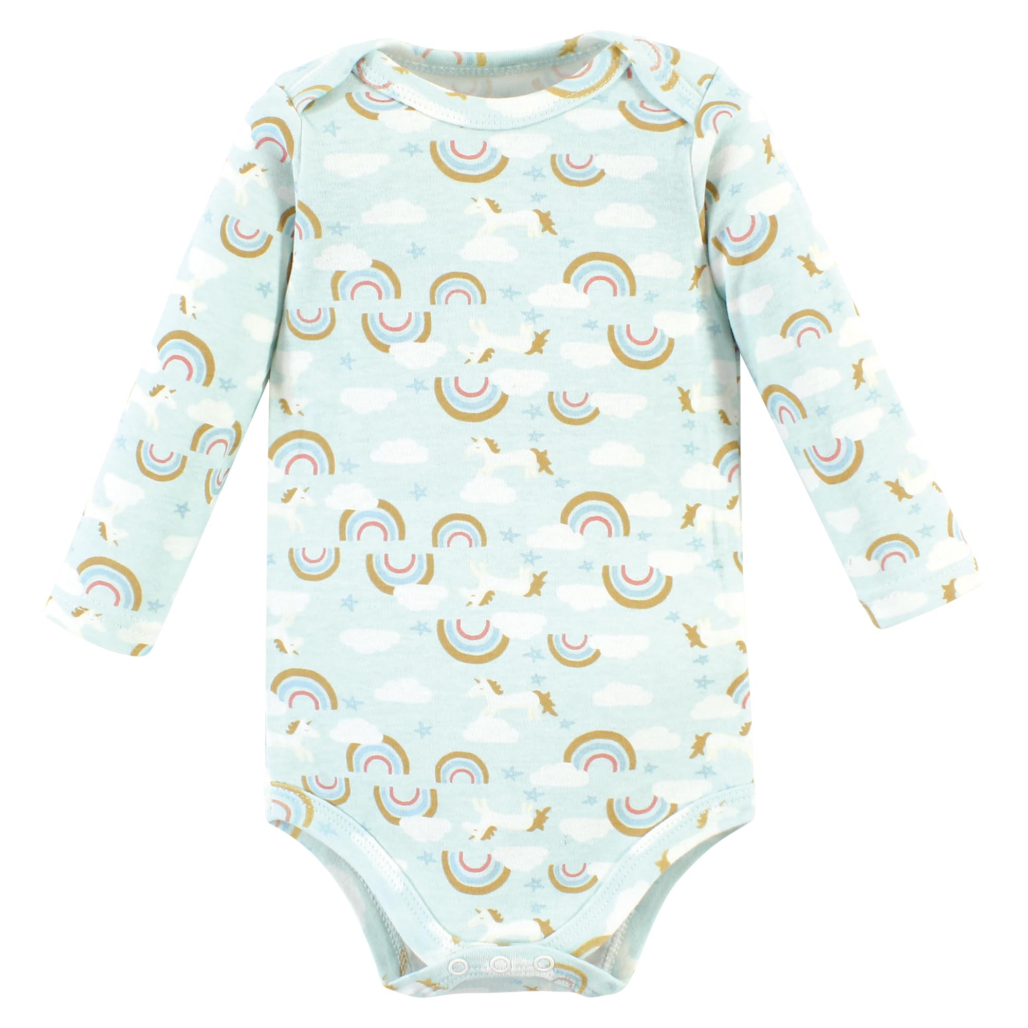 Hudson Baby Unisex Cotton Long-Sleeve Bodysuits - Magical Rainbow 3-Pack for Newborns | Soft & Comfortable Baby Onesies for Everyday Wear, Playtime & Photo Shoots