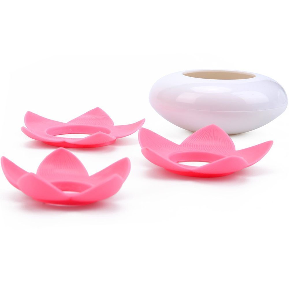 3-Piece Lotus Cotton Swab Holder Set with Clear Dustproof Lid - Q-Tips, Toothpicks & Makeup Brush Organizer (Green, Pink, White) - Perfect for Bathroom Counter, Vanity & Travel Storage