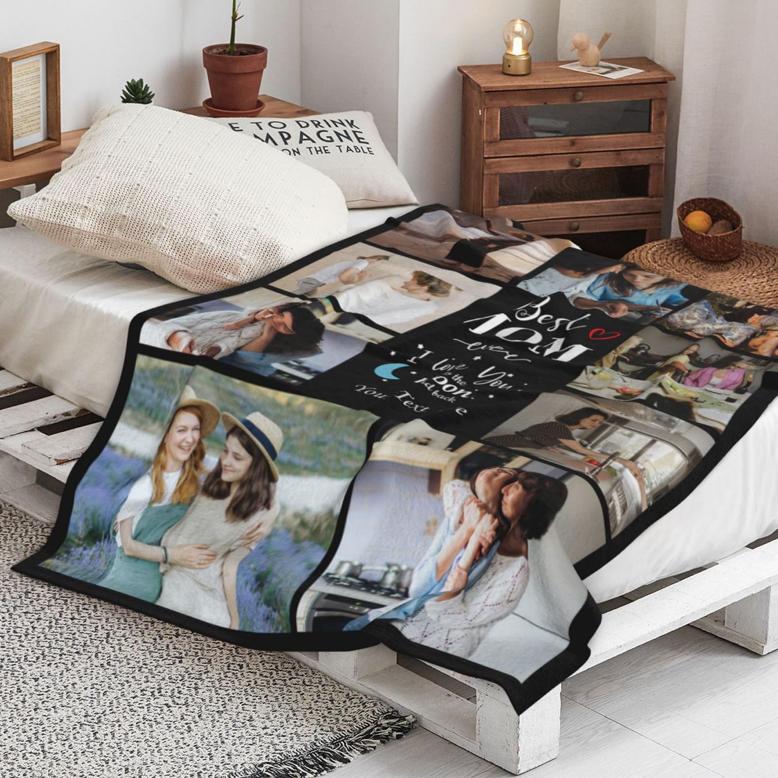 Custom Photo Blanket 60x80 - Personalized Collage Gift for Family & Pets - Perfect for Christmas & Weddings