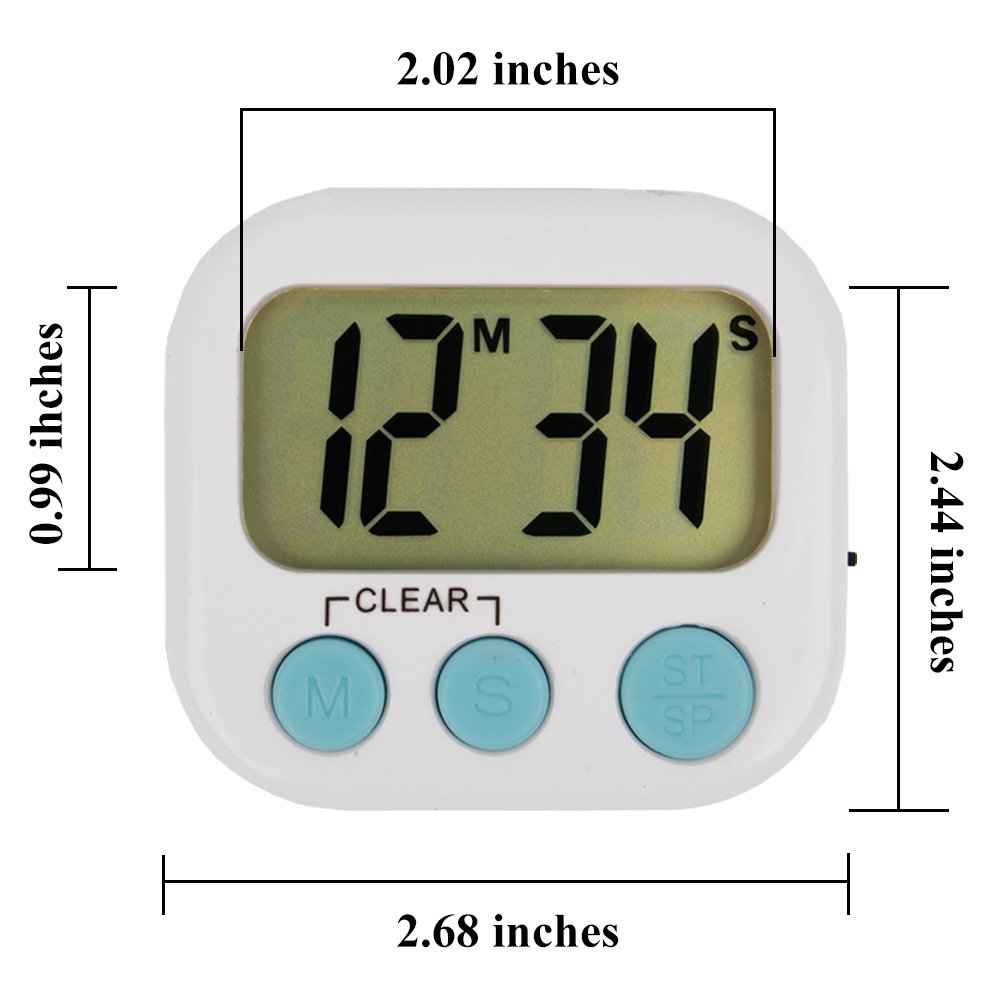 6 Pack Digital Kitchen Timer with Loud Alarm - Small Classroom Countdown Timer for Kids, Teachers & Cooking - Green - Perfect for Baking, Homework & Classroom Activities