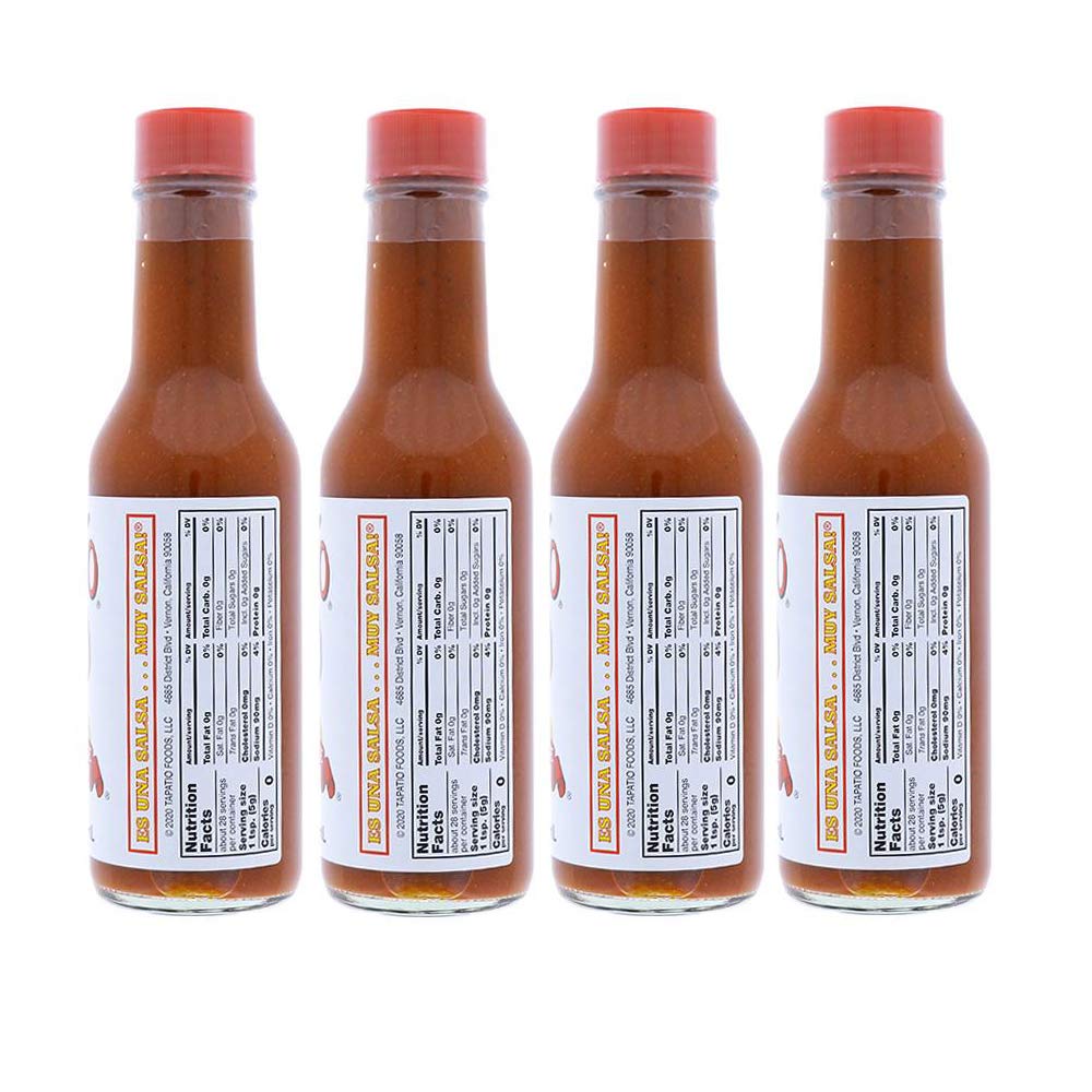 Tapatio Hot Sauce Original 5 oz Glass Bottles (Pack of 4) - Authentic Mexican Salsa Picante - Perfect for Tacos, Nachos, Eggs & More