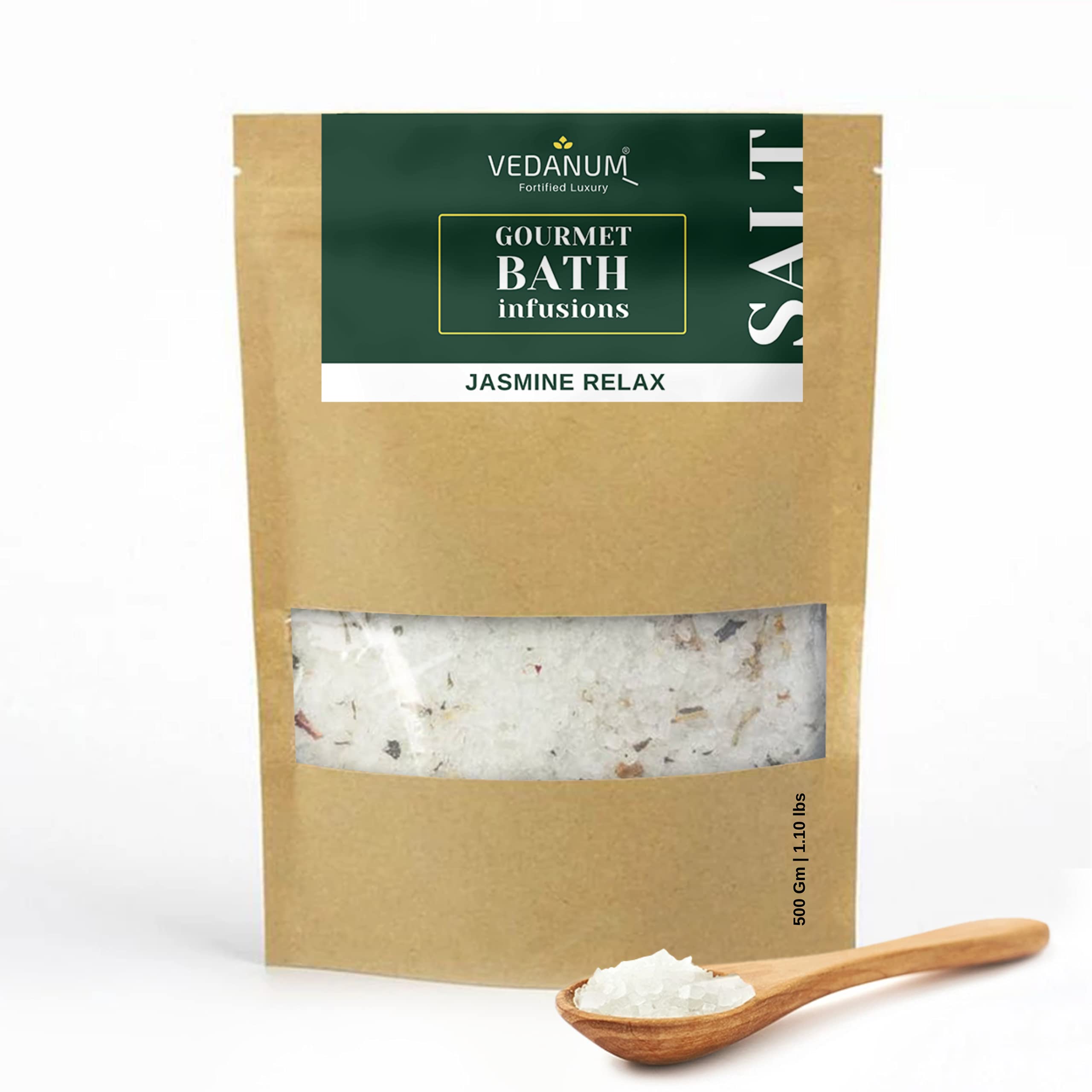 Vedanum Aromatherapy Bath Salt with Epsom Salt & Himalayan Pink Salt - Jasmine Scented for Muscle Relief, Acne Treatment & Relaxation | Spa, Foot Soak, Stress Relief & Sleep Aid