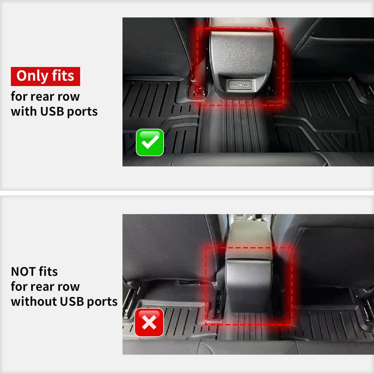 LASFIT All-Weather Floor Mats for Honda Civic 2022-2025 & Acura Integra 2023-2025 - Non-Slip Car Liners with USB Port (1st & 2nd Row Set) - Durable 5+ Year Lifespan - Perfect for Daily Commute, Road Trips and Winter Protection