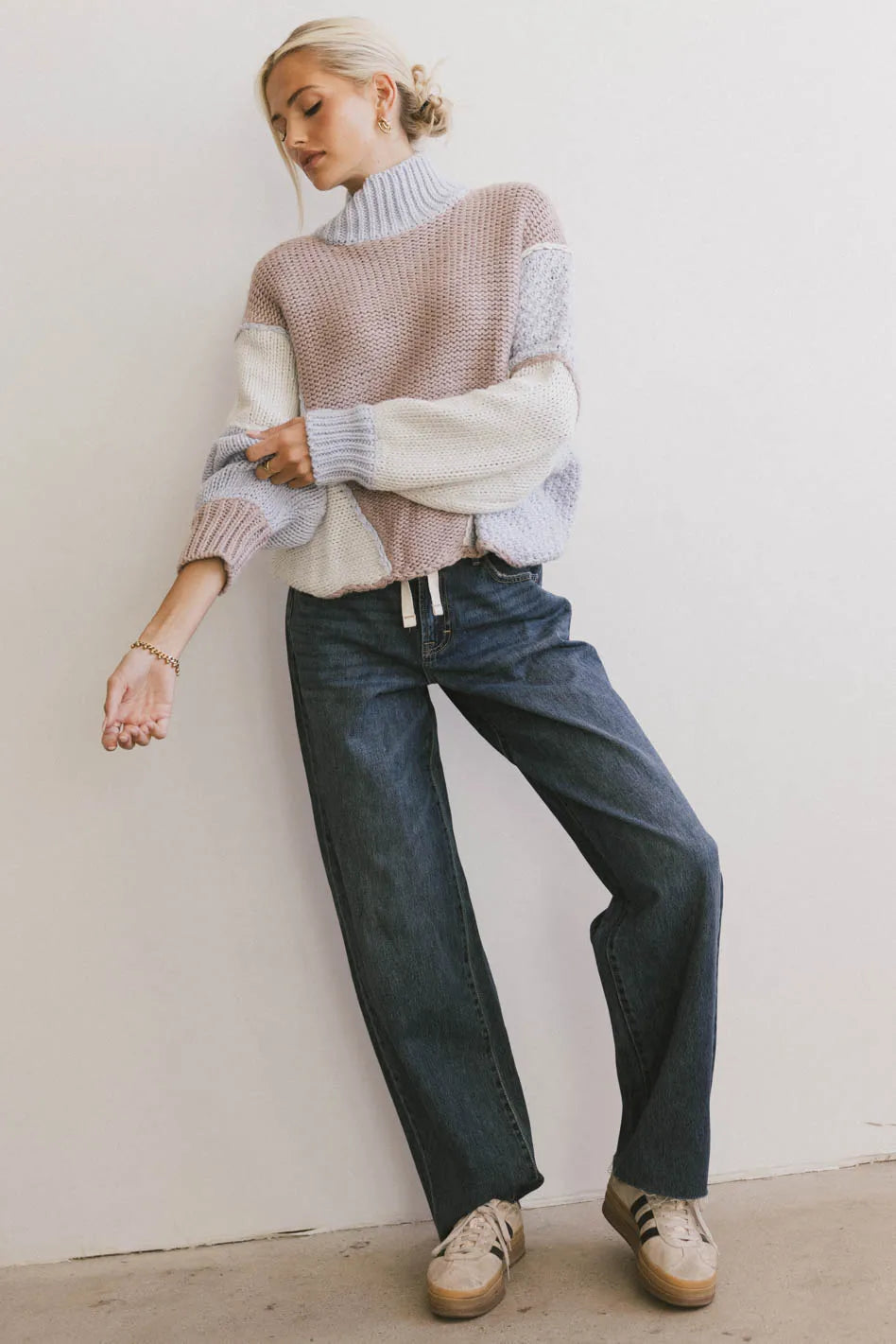 Stylish Maggy Color Block Sweater for Women | Trendy Knit Pullover | Perfect for Fall & Winter Outfits, Casual Wear & Office Fashion