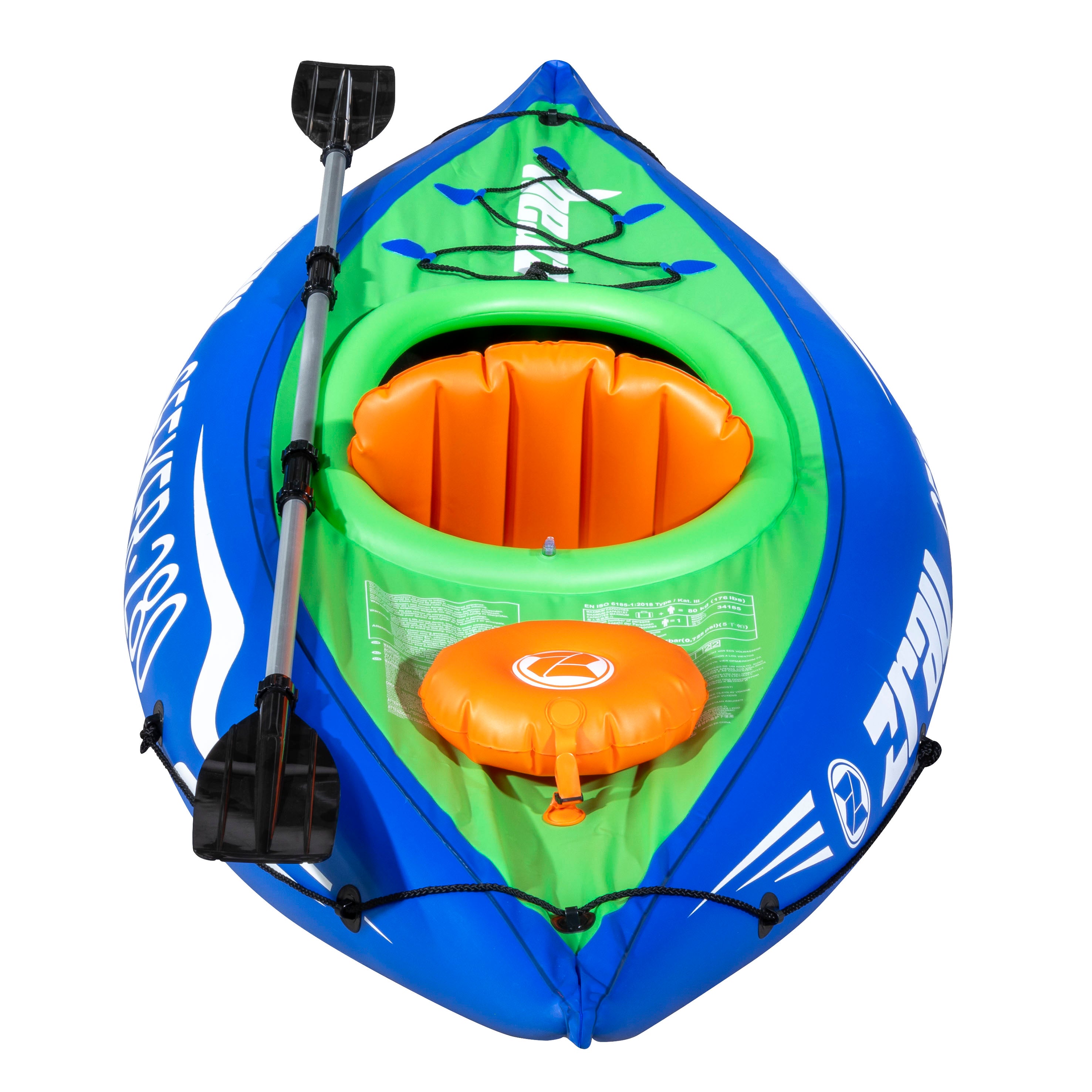 Inflatable One Person Kayak Canoe Set with Pump & Aluminum Paddle - Portable Blue Green Kayak for Adults - Perfect for Lakes, Rivers & Recreational Water Sports (Model DL154)