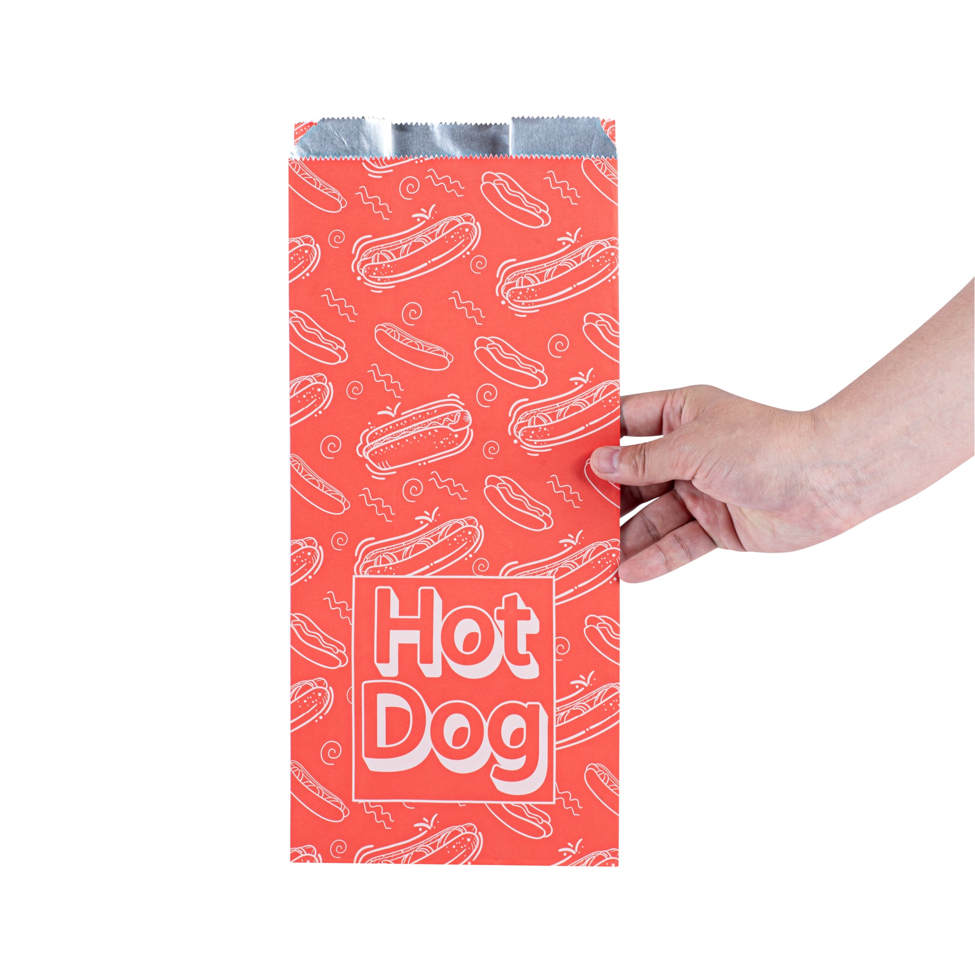 Red Printed Hot Dog Foil Bags - 1/2 Gallon Size (4.25