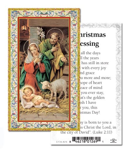 Pack of 100 Hirten Christmas Blessing Catholic Prayer Cards - Religious Holy Cards with Inspirational Prayer on Back - Perfect for Advent, Church Events & Holiday Gift Giving