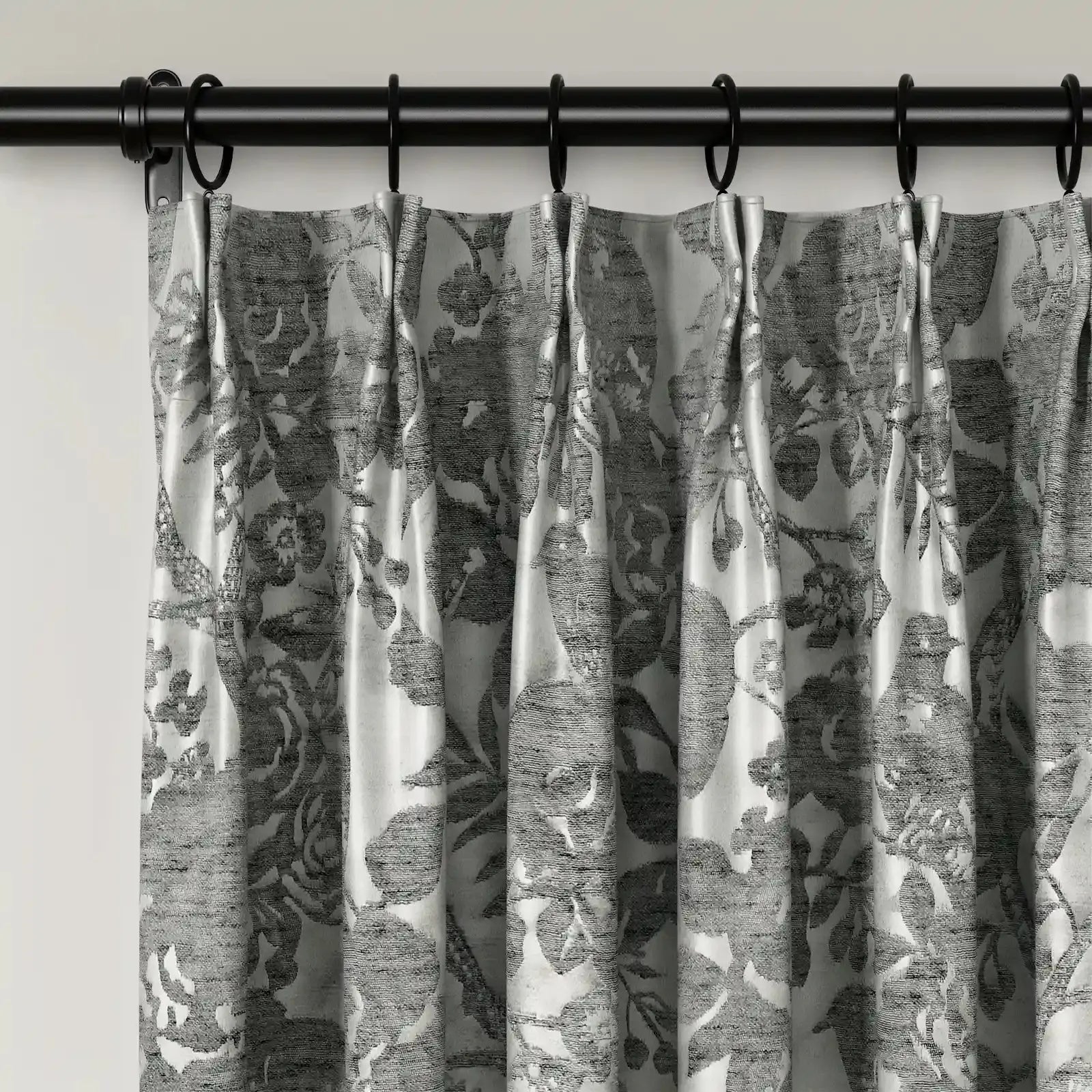Lydia Garden Jacquard Pleated Curtains for Living Room & Bedroom - Elegant Window Treatments for Home Decor
