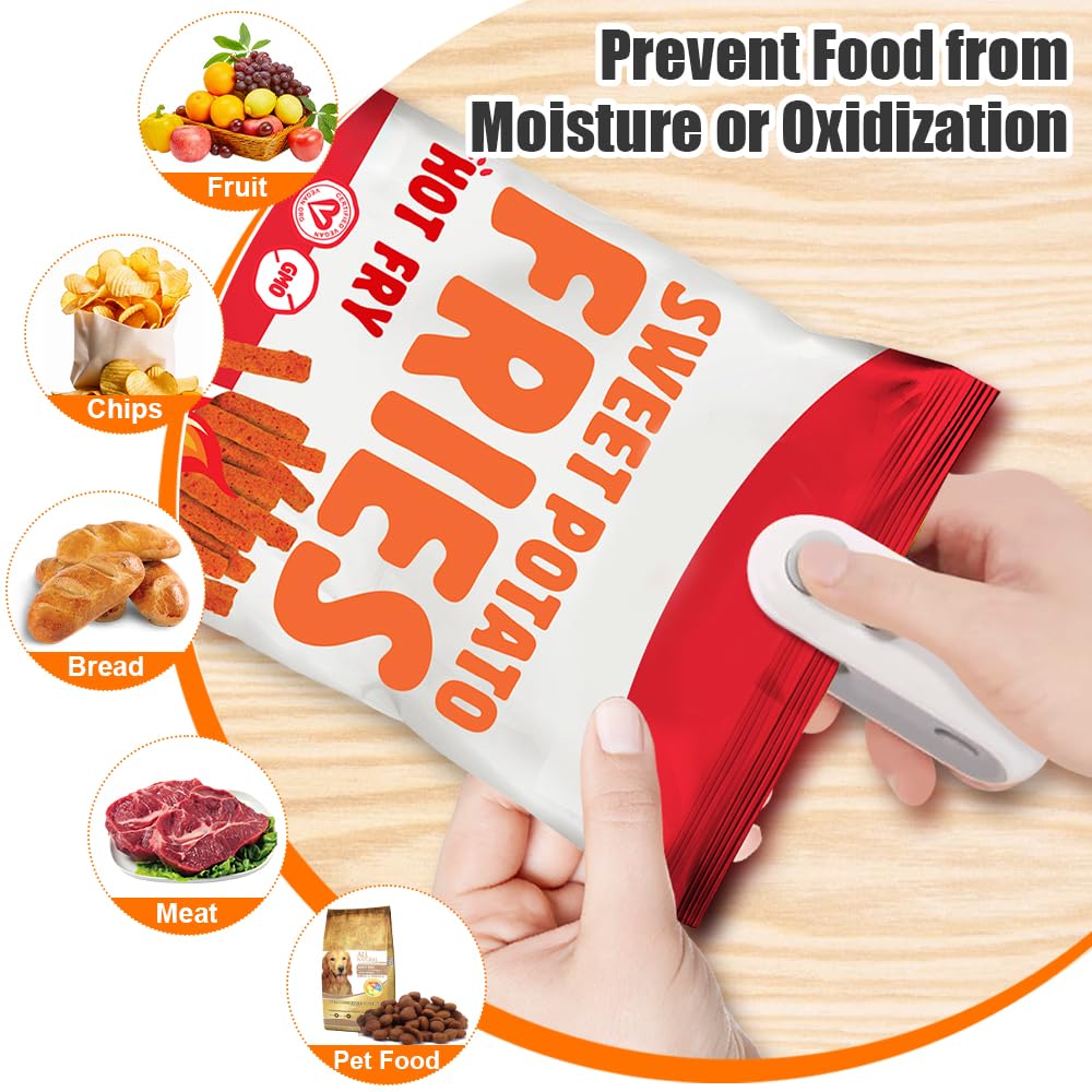 USB Rechargeable Mini Bag Sealer - 2-in-1 Handheld Heat Sealer & Cutter for Plastic Bags | Portable Food Storage Solution for Snacks, Chips & Freshness | Ideal for Home, Kitchen, Travel & Camping