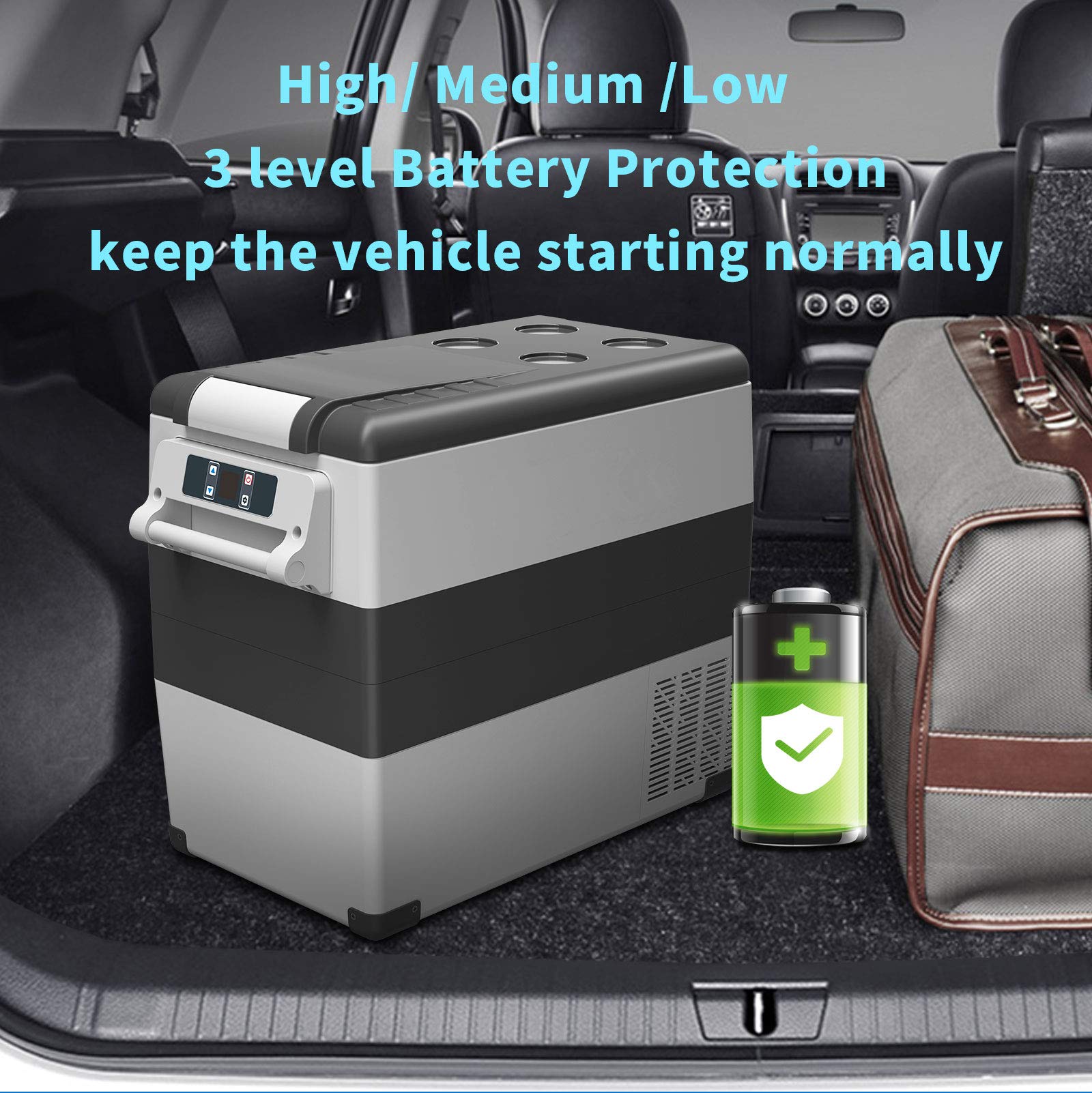 55 Quart Portable Car Fridge - 12V Freezer for Vehicle, RV & Camping (-4°F to 68°F) | Compact Refrigerator for Road Trips, Outdoor Adventures & Home Use