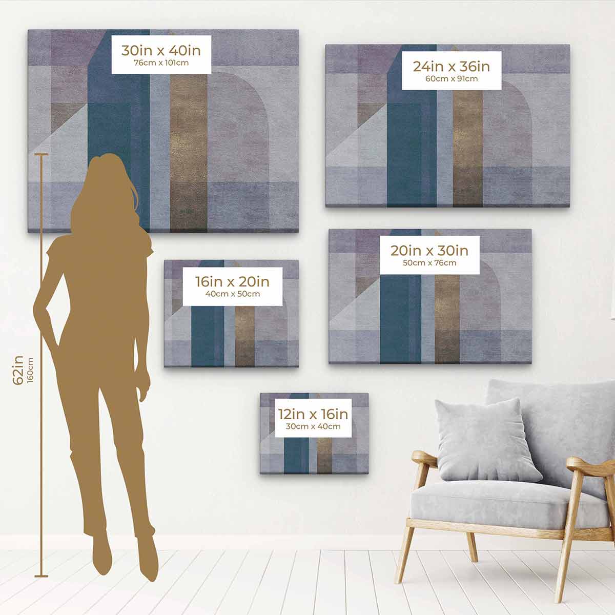 Blue Abstract Wall Art Canvas Painting - Modern Home Decor for Living Room, Bedroom & Office | 9354