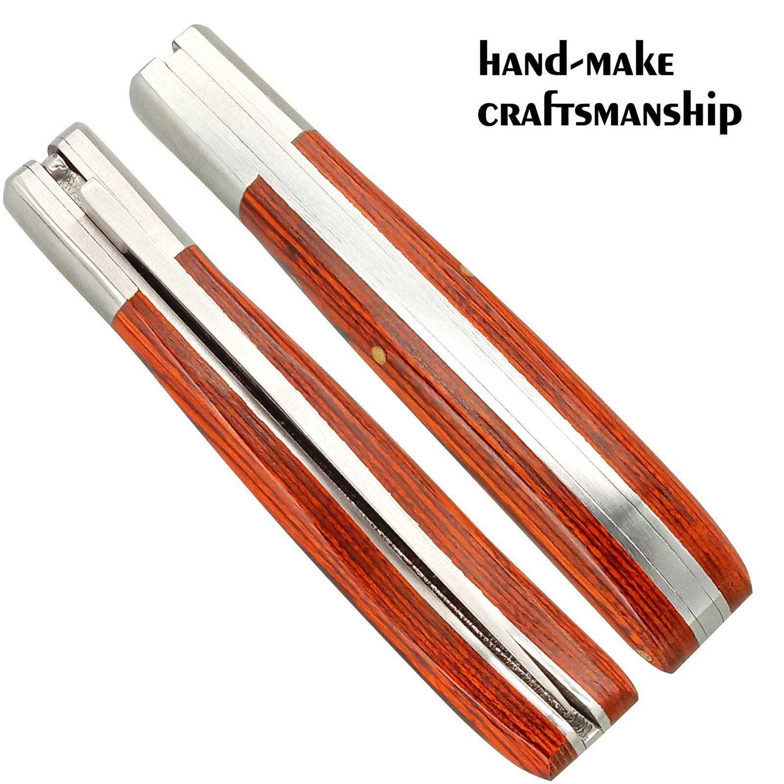 Premium Red Cherry Wood Handle Pocket Knife - 3 Inch Stainless Steel Blade, Old Timer's Traditional Barlow Folding Knife for Men & Women | Perfect EDC, Camping, Hiking & Everyday Carry