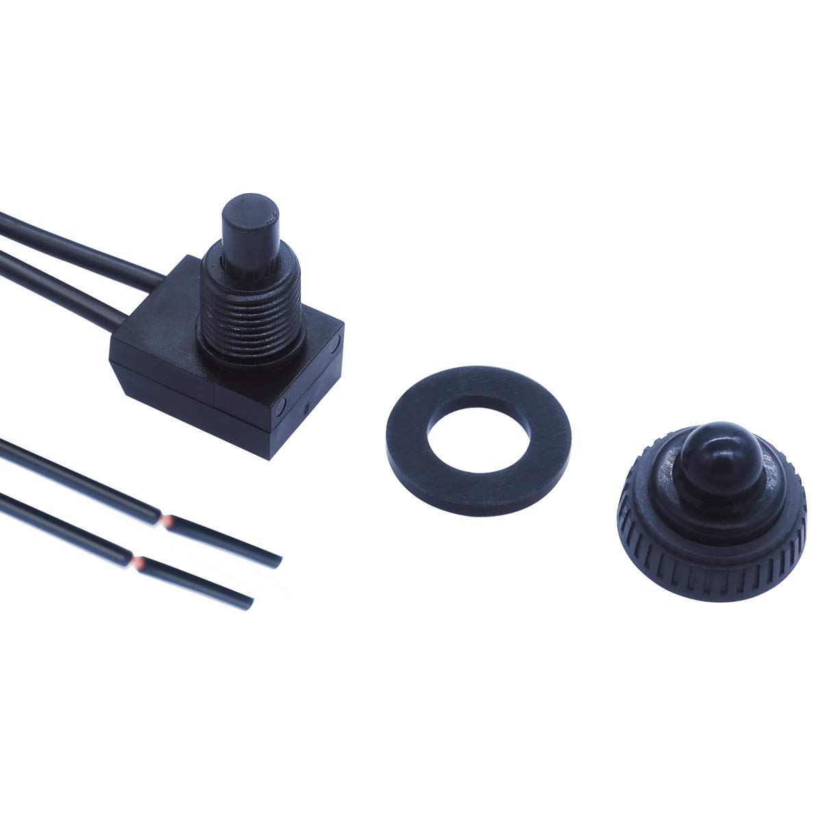 12V Waterproof Push Button Switch - Black Latching Mini ON/Off Self-Locking Micro Switch for Marine, RV, Automotive & Industrial Equipment