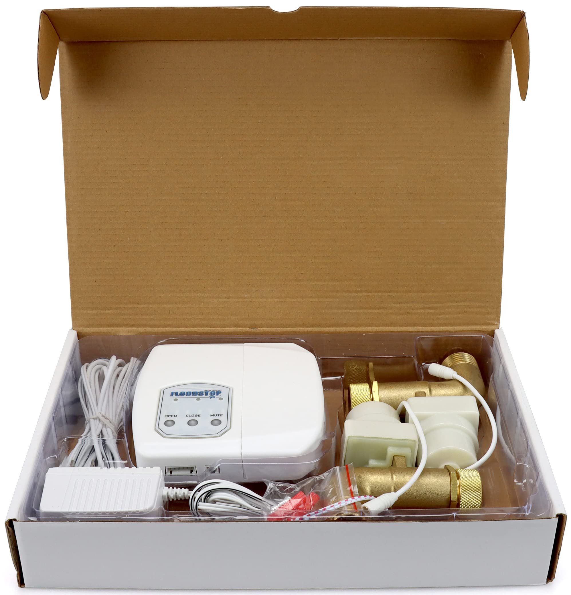 FloodStop Washing Machine Leak Detector Kit - Automatic Water Shut-Off with Visual & Audible Alarms, 3/4