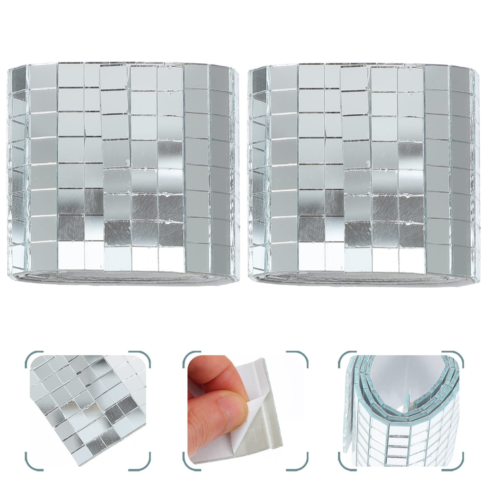 HEMOTON 2 Rolls Self-Adhesive Mosaic Wall Mirror Tiles - Square Glass Mirror Stickers for Home Decor, Bathroom, Kitchen Backsplash, and DIY Craft Projects
