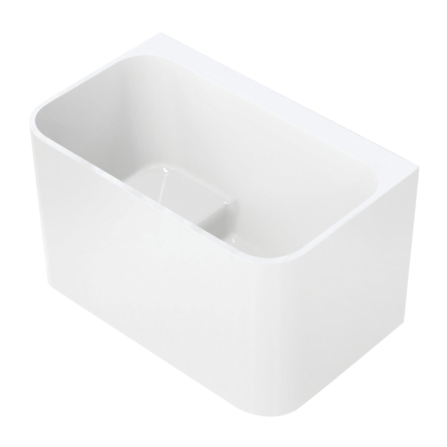 Aqua Eden 47 Inch Acrylic Freestanding Bathtub - Glossy White Rectangular Soaking Tub with Drain & Built-in Seat | Double Ended Design for Spa-Like Relaxation in Master Bathroom