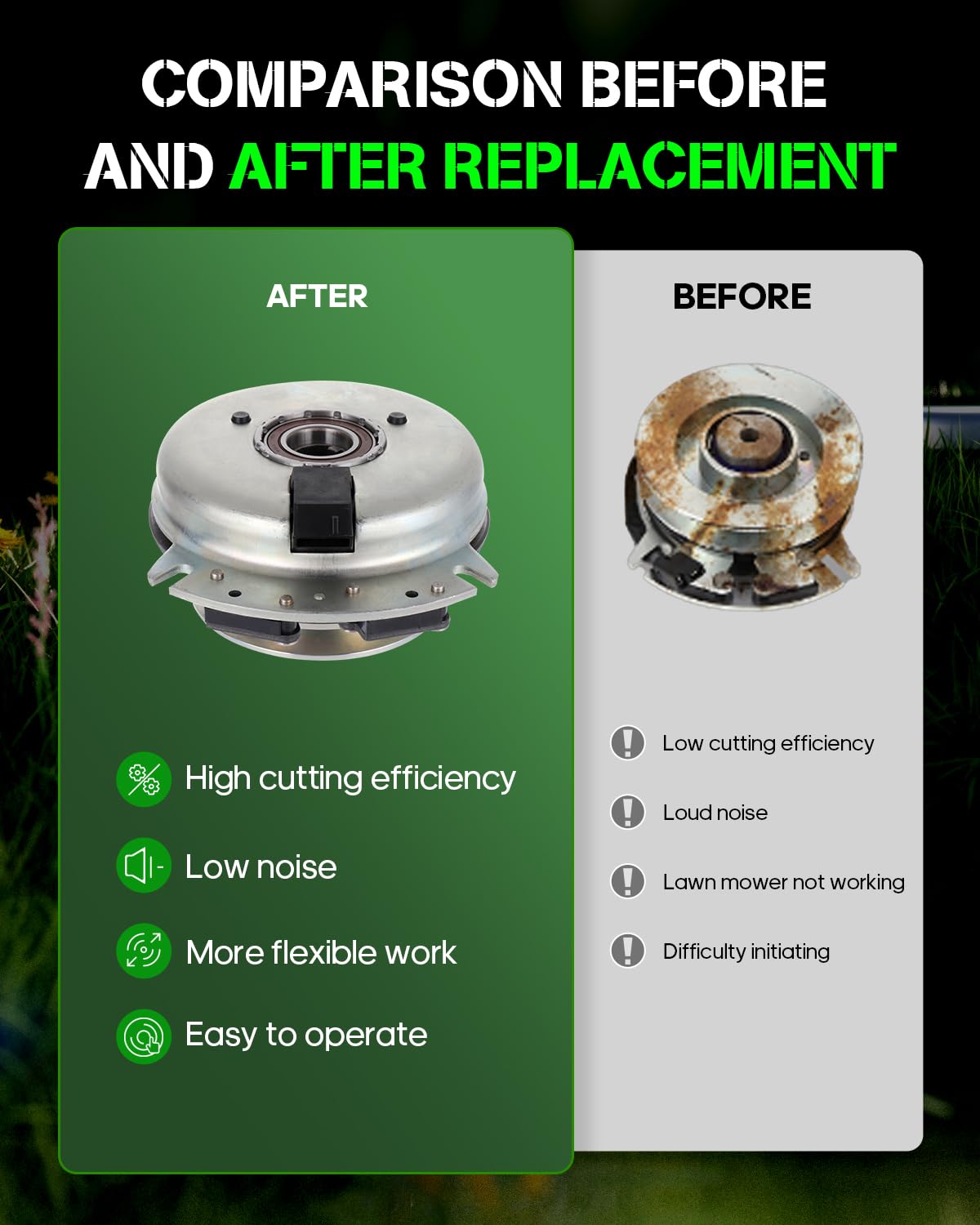 ECCPP Electric PTO Clutch Kit 606240 - Compatible with Woods & Grasshopper Lawn Mowers | Replacement Part for Electric Lawn Mower Maintenance | Perfect for Residential & Commercial Landscaping