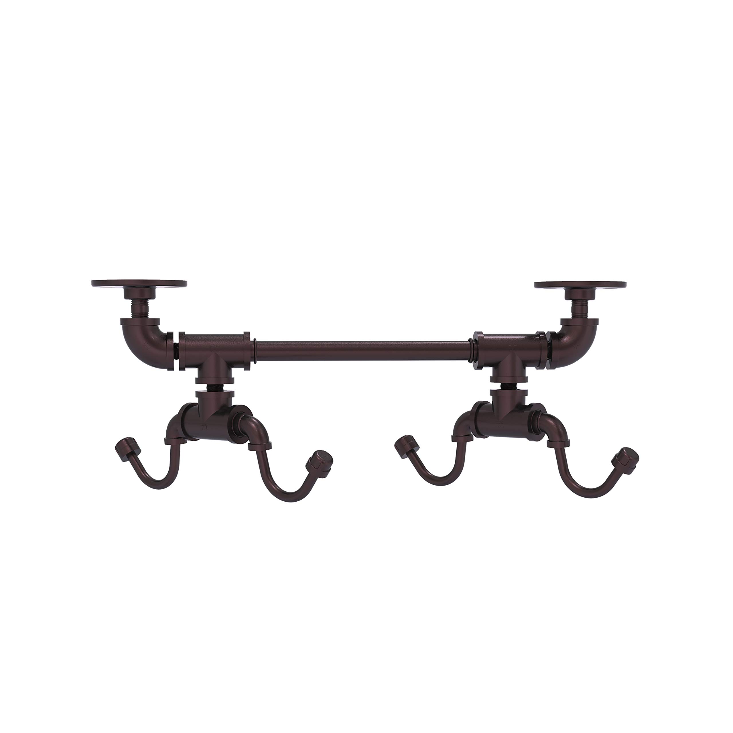 Allied Brass Under Cabinet Coffee Mug Holder - 4 Rack Pipeline Collection in Antique Bronze | Space-Saving Kitchen Organizer for Mugs & Cups