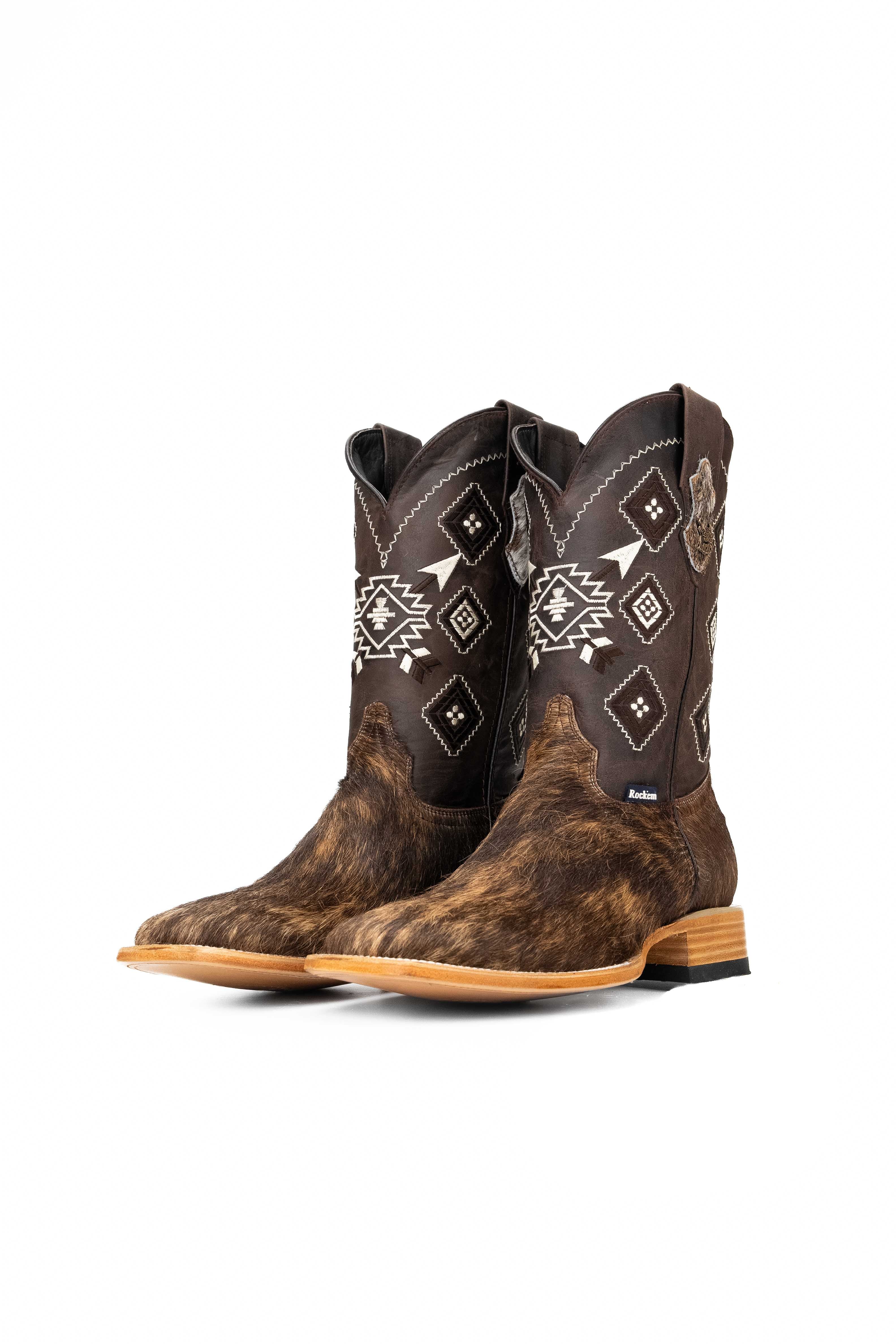 Authentic Men's Cowhide Square Toe Cowboy Boots - Size 10.5 (US) - Western Style Rodeo & Country Fashion - Perfect for Line Dancing, Rodeos & Casual Wear