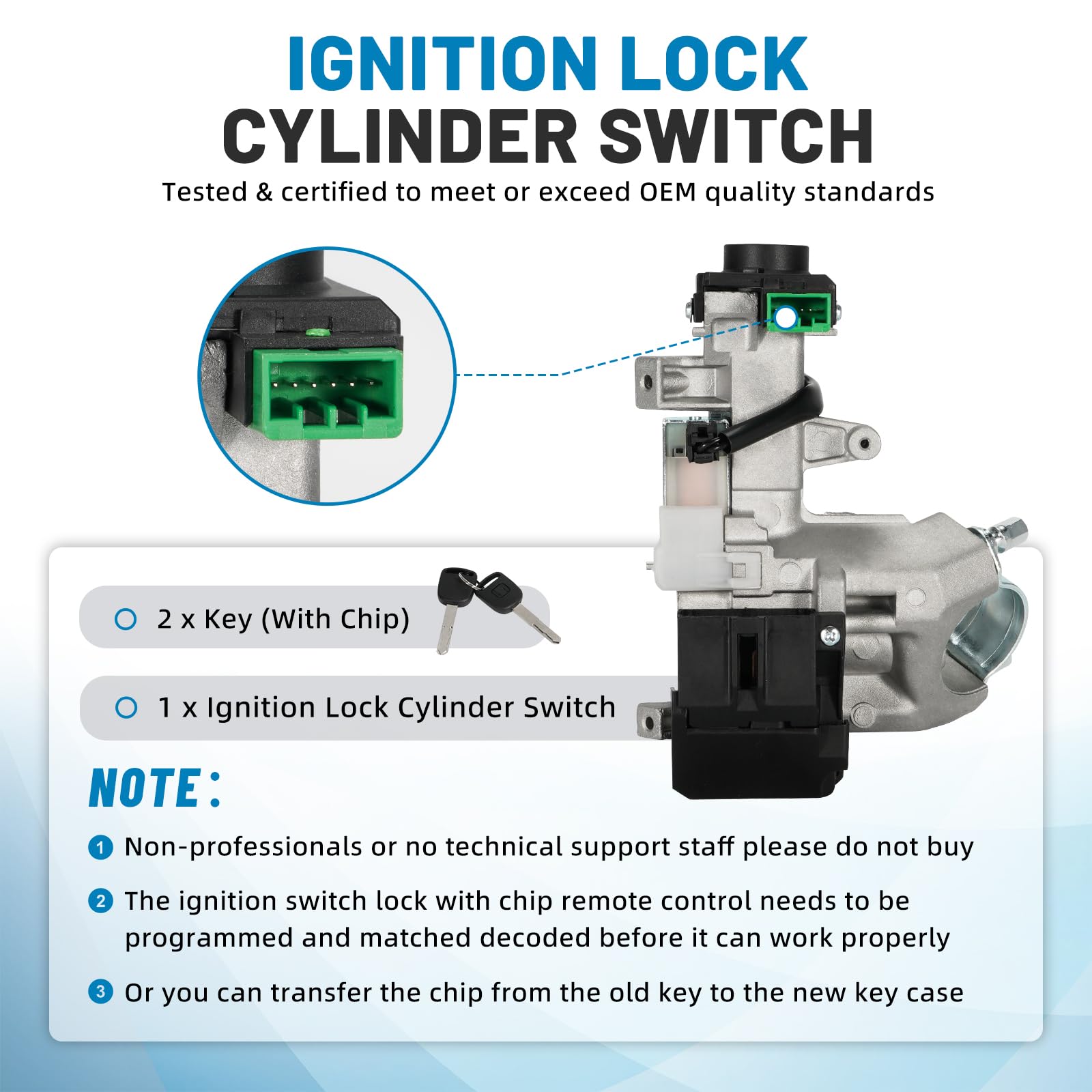 Honda Civic Ignition Switch Lock Cylinder with 2 Chipped Keys - Compatible with 1.3L & 1.7L Engine Models (2003-2005) - Perfect for Car Key Replacement & Anti-Theft Security