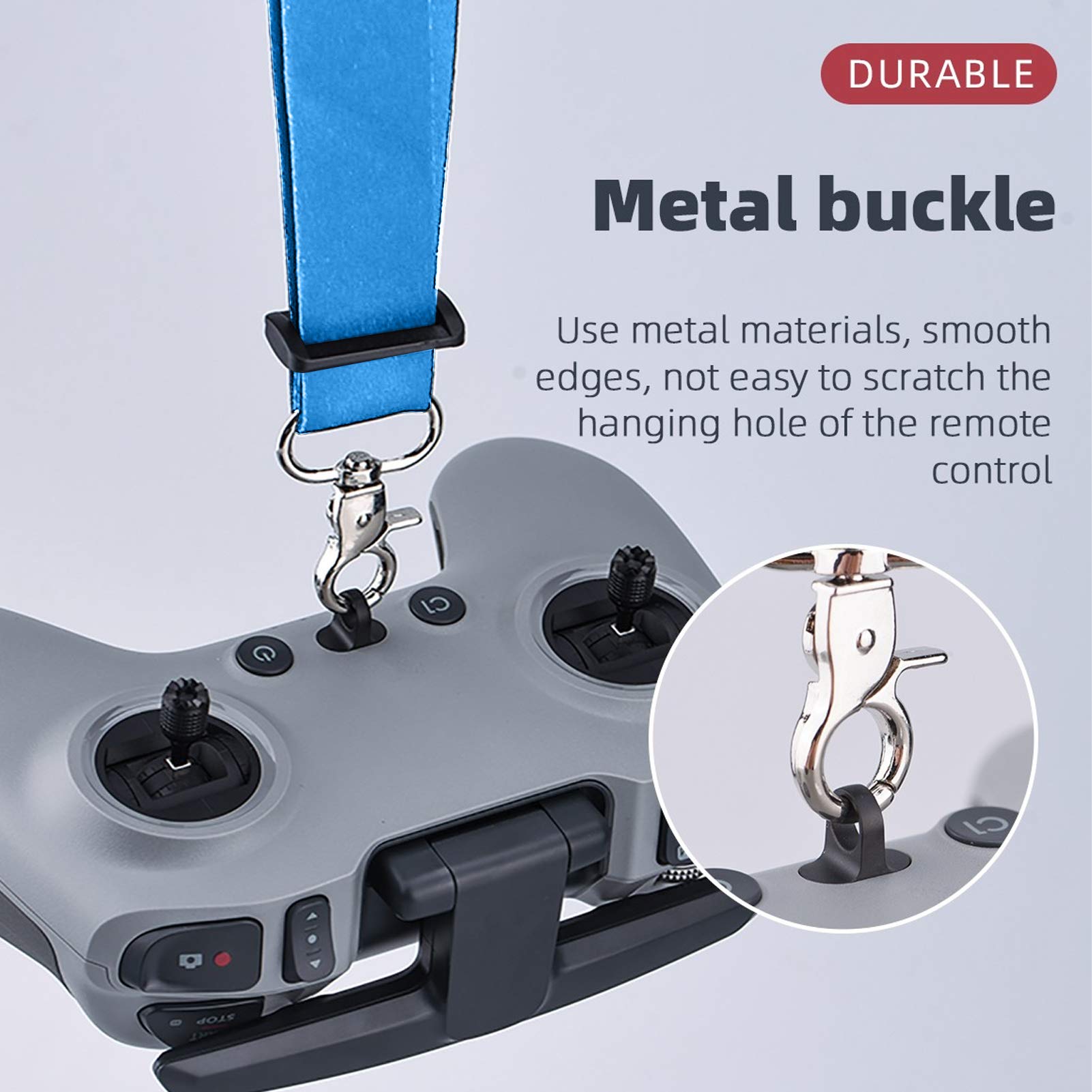 VGEBY Drone Remote Controller Neck Strap - Adjustable Safety Lanyard for FPV Combo & Smart Controllers (Blue) - Perfect for Aerial Photography, Racing Drones & Outdoor Adventures