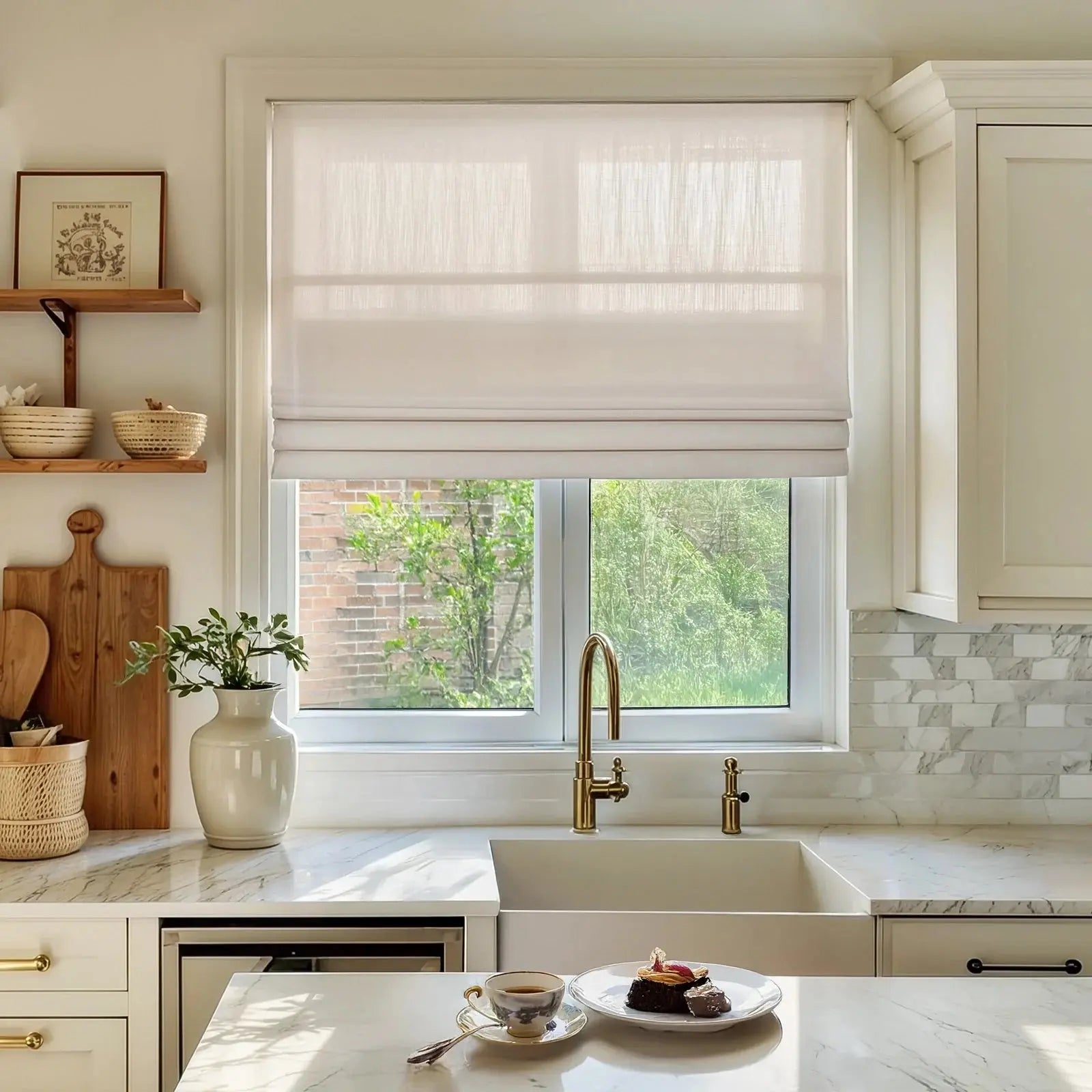 Isabella Cordless Roman Shade - Blackout Window Treatment for Bedroom, Living Room & Office - Easy to Install & Adjust - Light Filtering & Privacy - Perfect for Home Decor & Interior Design