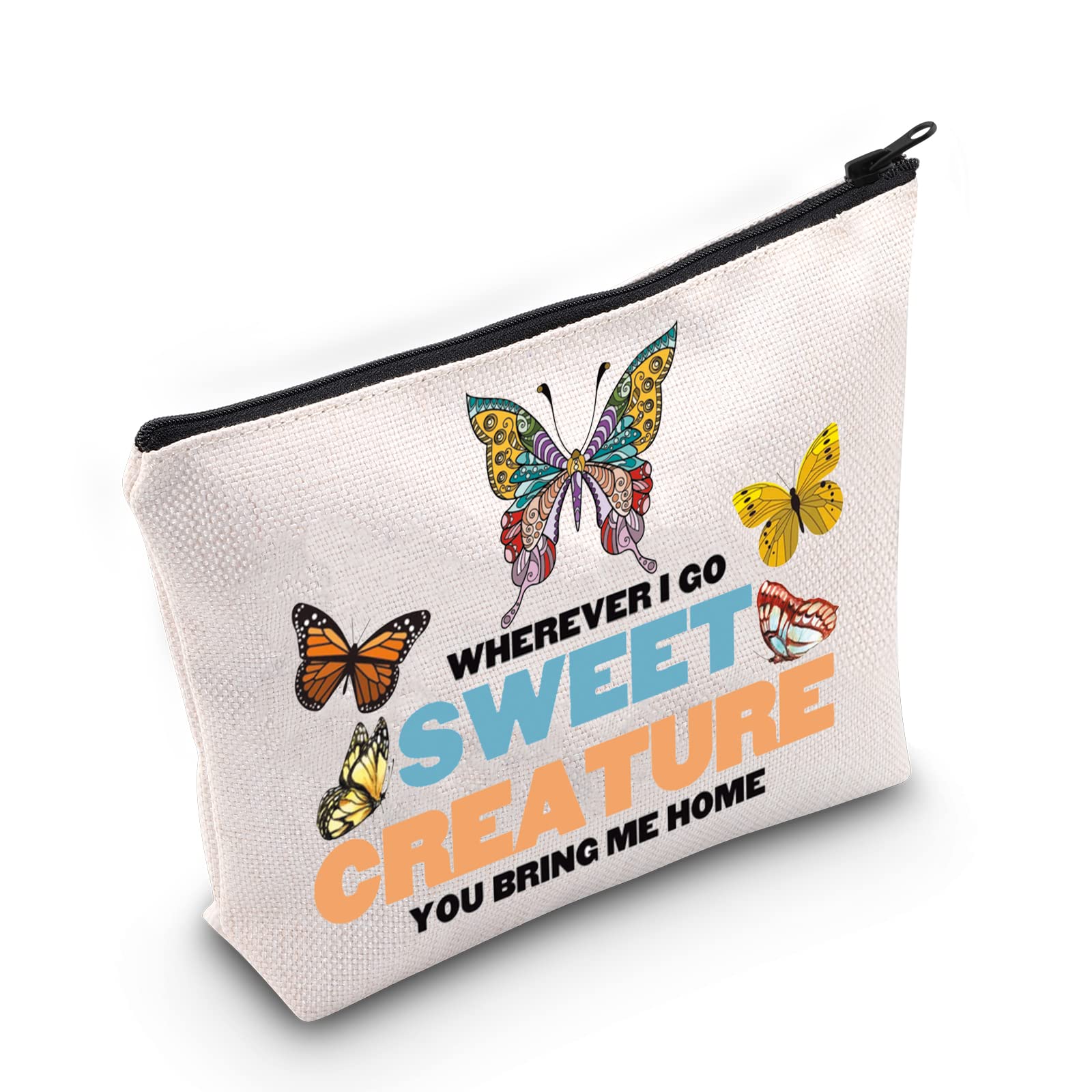 WZMPA Musical Makeup Bag for Women - Cute Zipper Pouch with 'Wherever I Go' Design, Perfect Gift for Music Lovers & Fans - Great for Travel, Cosmetics Storage & Daily Use