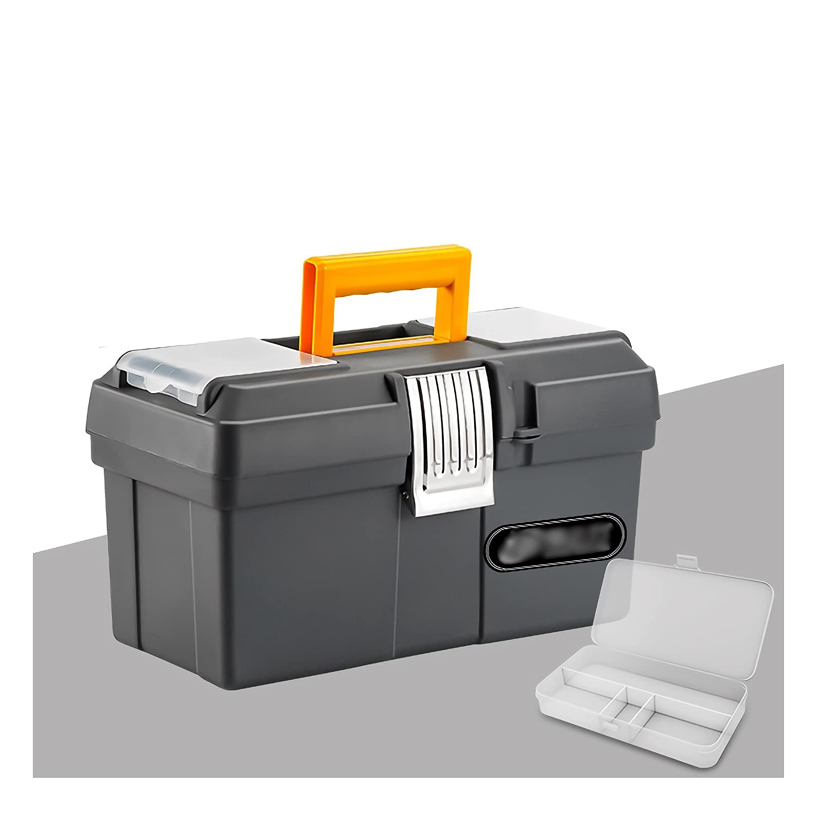 Xinmier Heavy Duty Plastic Tool Box with Portable Tray - Hardware Storage Organizer for Home, Workshop & Garage - Durable Carrying Case with Handle & Locking Mechanism - Perfect for DIY Projects, Tool Organization & On-the-Go Repairs