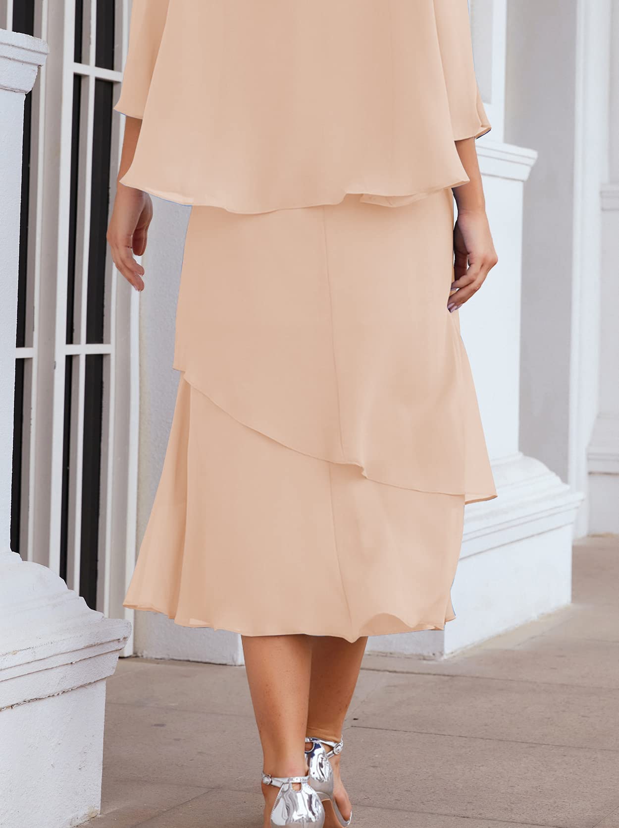 Elegant Chiffon Mother of The Bride Dress Plus Size 22 | Pearl Pink Formal Prom Gown for Women | Perfect for Weddings, Parties & Special Occasions