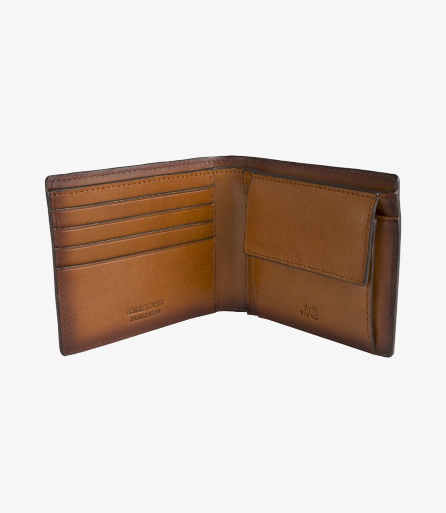 Loake Barclay Genuine Leather Wallet for Men - Premium Brown RFID Blocking Bifold Wallet - Perfect for Everyday Use, Travel & Business