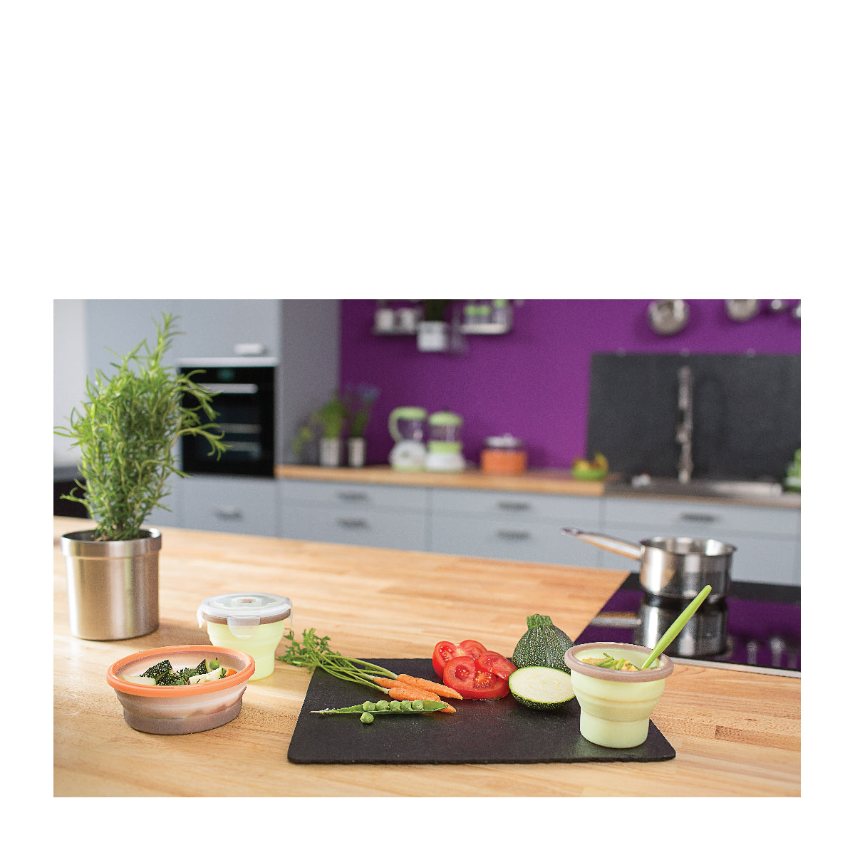 Babymoov Silicone Collapsible Food Storage Bowls - Perfect for Baby Food, Snacks & Travel | BPA-Free, Space-Saving Design for Home & On-the-Go Use
