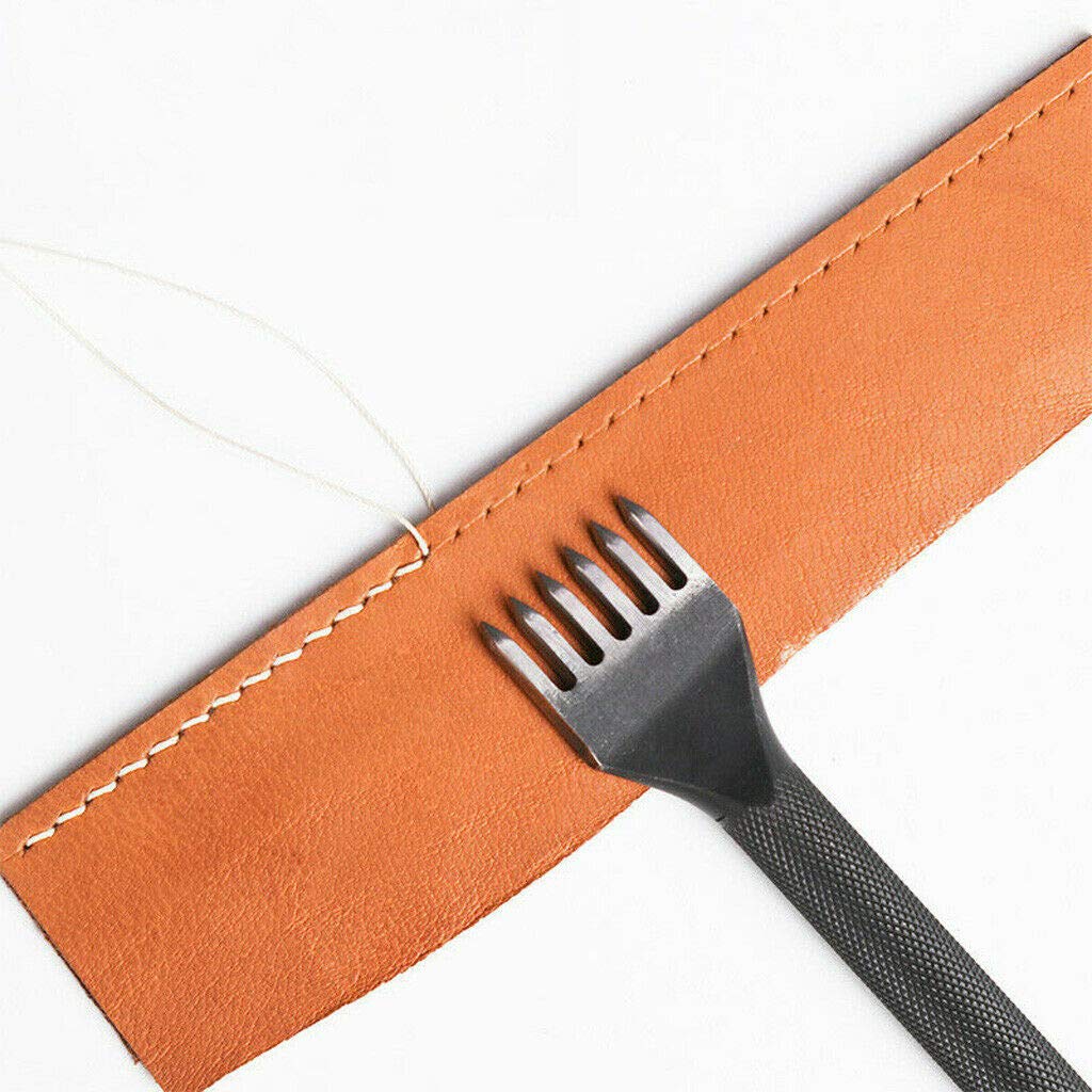 Premium Leather Craft Tool Set - 1/2/4/6 Prong Steel Lacing Stitching Chisel Kit for DIY Leatherworking (5mm) | Perfect for Handmade Leather Goods, Shoes, Bags & Wallets Repair