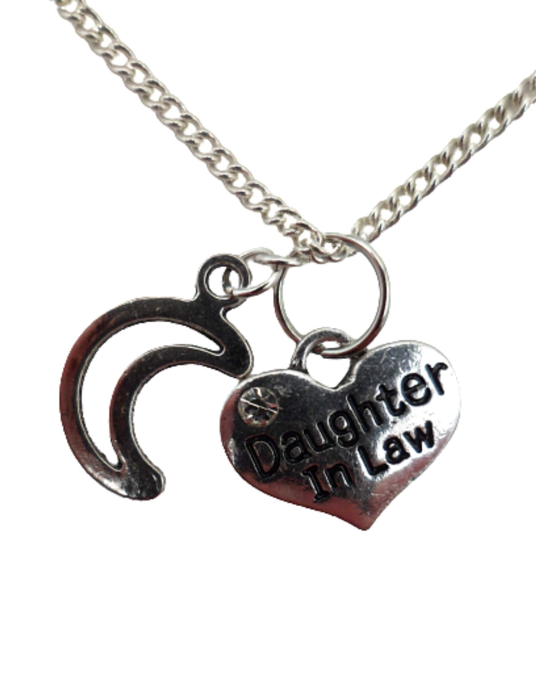 Silver Plated Necklace for Daughter in Law - Heart Shaped Gemstone Charm Jewelry Gift for Wedding, Anniversary & Special Occasions