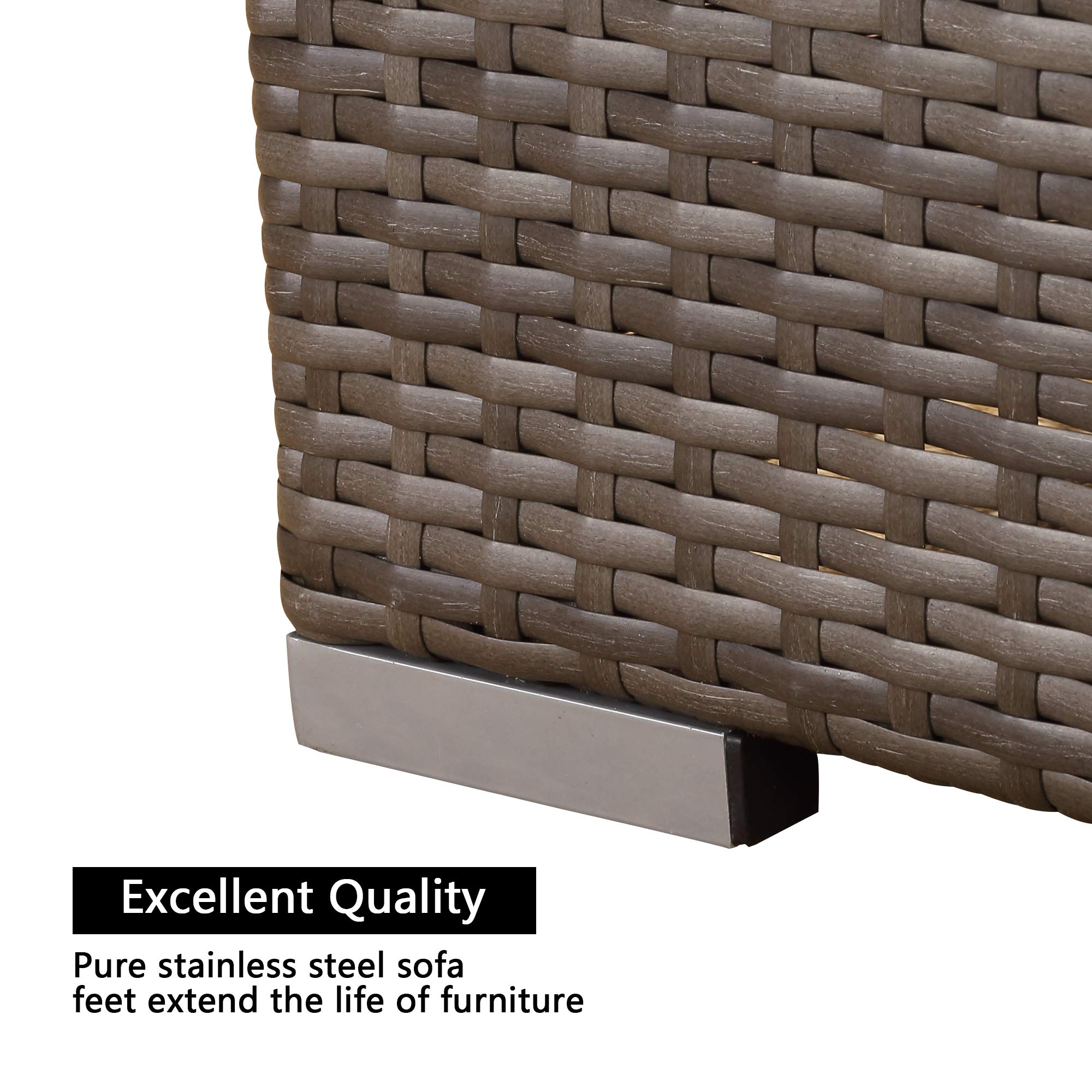 2-Piece Wisteria Lane Outdoor Patio Furniture Set - Grey Sectional Sofa with Armless Design, Tempered Glass Table & Cushions - Perfect for Garden, Backyard, Poolside or Balcony Relaxation
