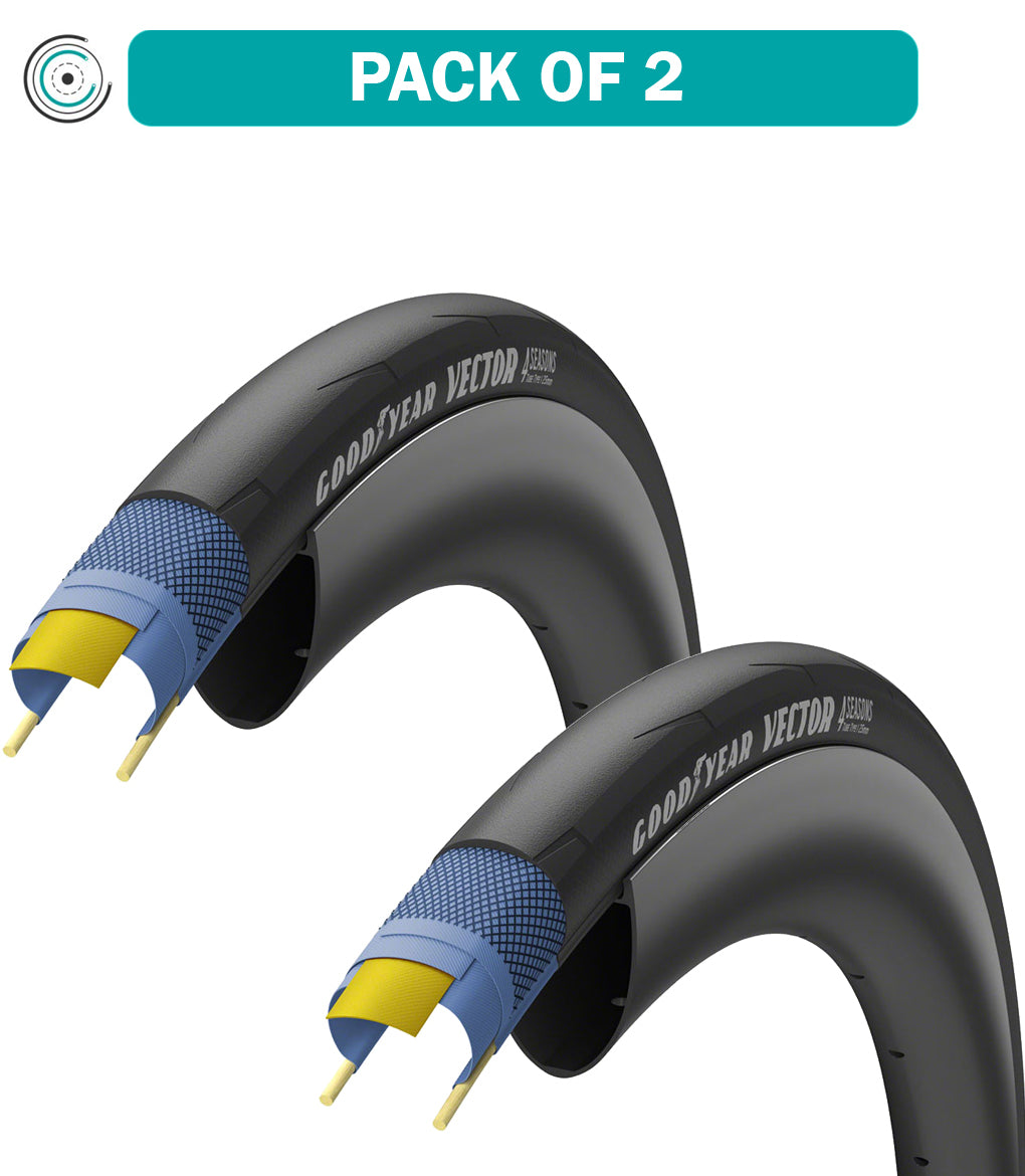 2 Pack Goodyear Vector 4Seasons All-Season Bike Tires - 700x32 Black with Dynamic Silica4 Compound - GR.012.32.622.V001.R - Perfect for Road Cycling, Commuting & All-Weather Performance