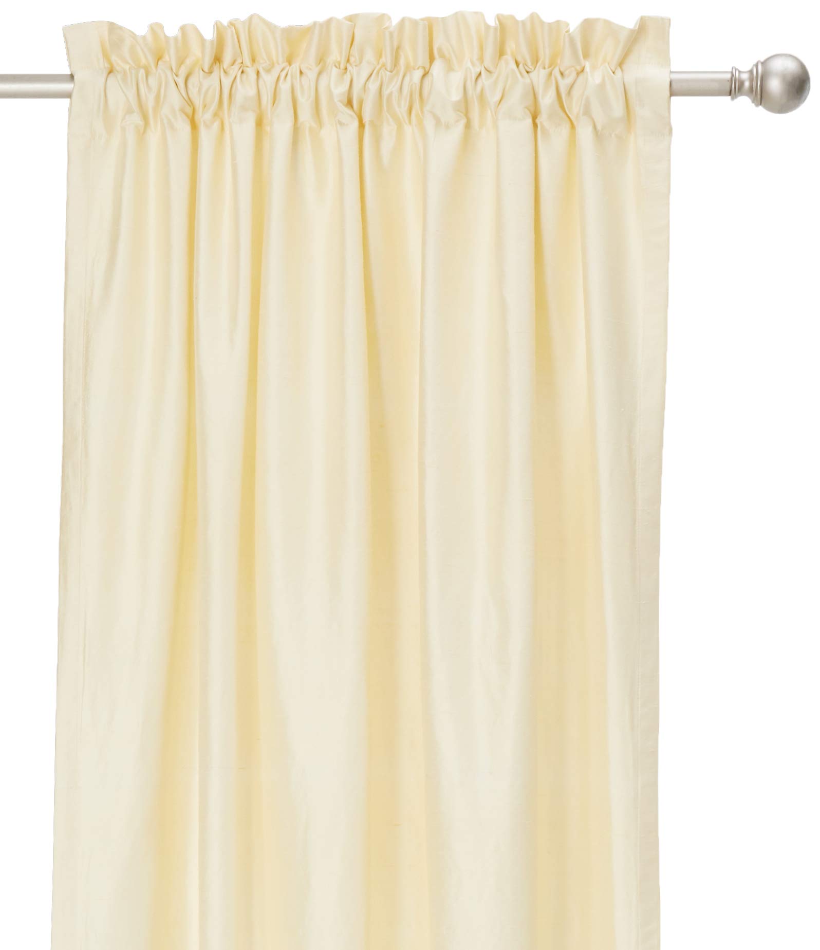 Brielle 100% Dupioni Real Silk Blackout Curtains - Thermal Insulated, Energy Efficient, Room Darkening Rod Pocket Panel - 50x84 Inches, Natural - Perfect for Bedroom, Living Room & Home Theater