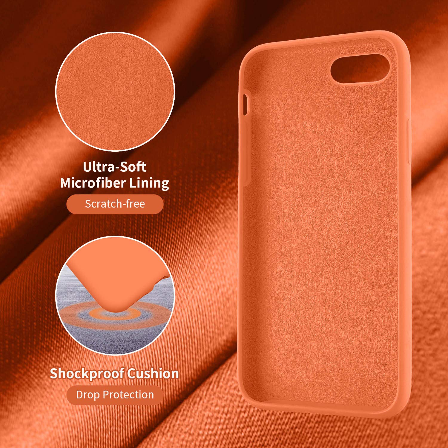 Premium Silicone iPhone SE (2020/2022) & iPhone 7/8 Case - Ultra Slim Shockproof Design with Soft Microfiber Lining | 4.7 Inch Protective Phone Cover in Kumquat Color | Perfect for Everyday Use, Travel & Outdoor Activities