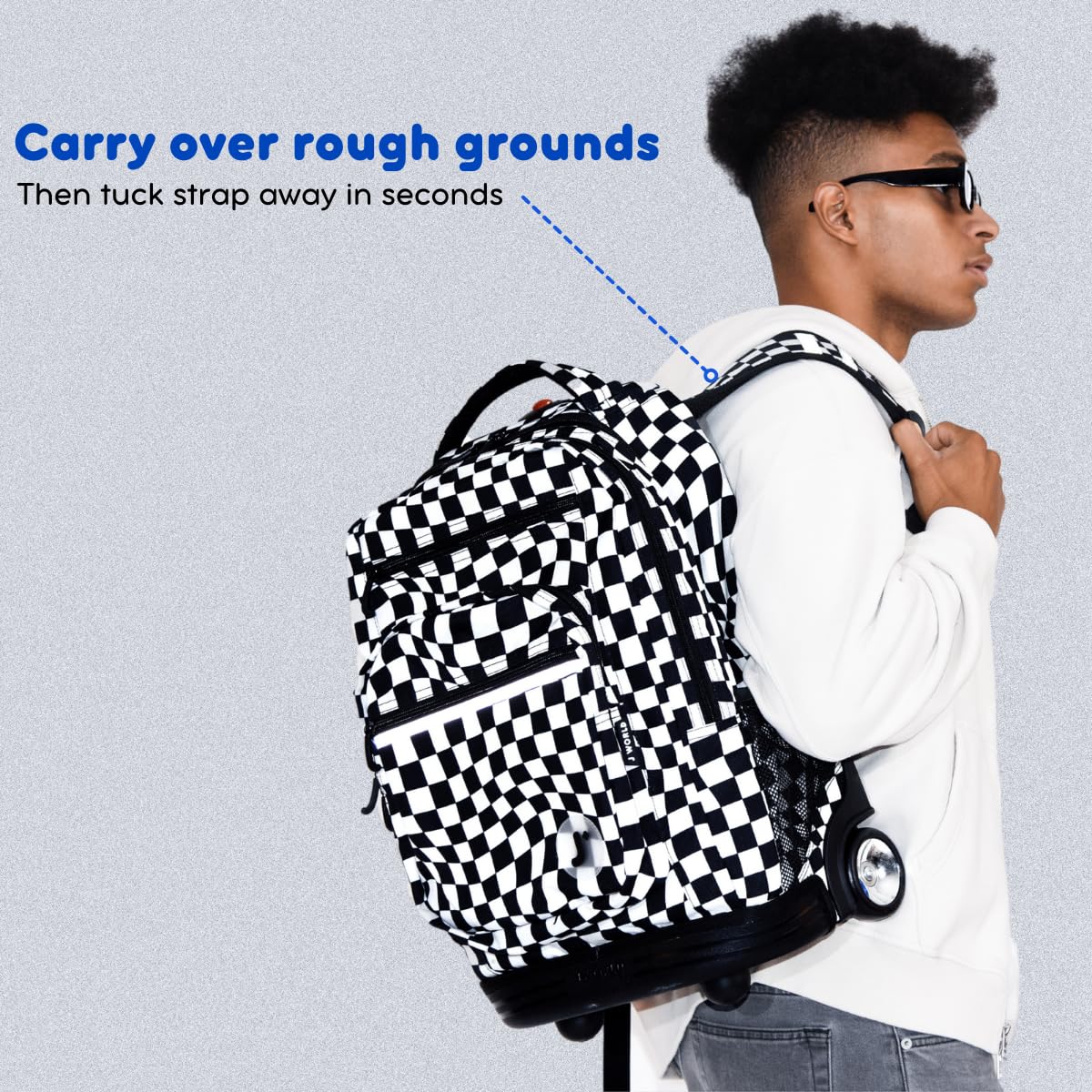 J World New York Sundance Rolling Backpack for School - 20 Inch Wheeled Bookbag with Durable Wheels & Adjustable Handle, Perfect for Kids & Teens (Flora Print) - Ideal for Travel, Commuting & Daily School Use